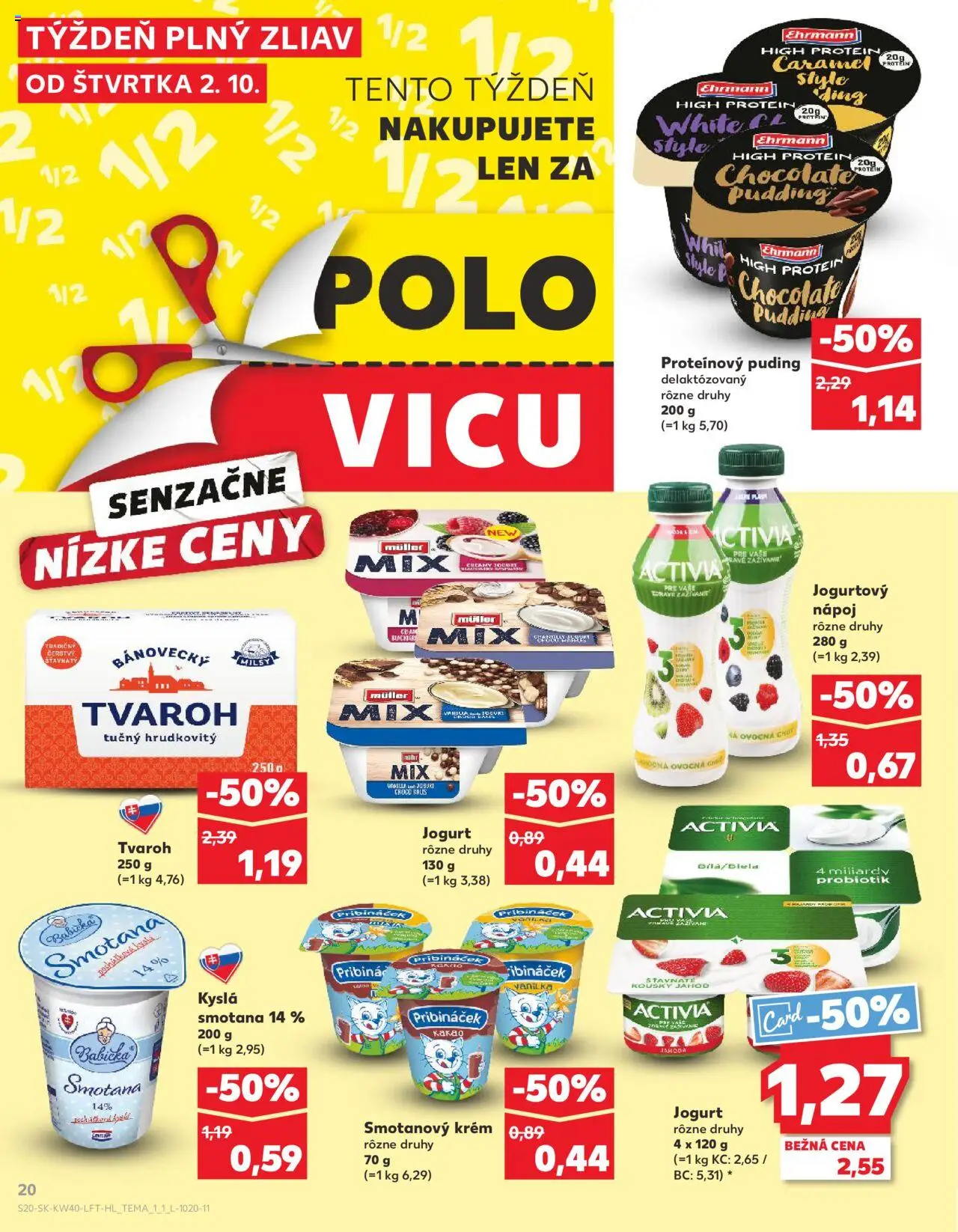 Nové Kaufland akcie – leták je platný od 02.10.2025 | Strana: 20 | Produkty: Jogurt, Protein, Krém, Tvaroh