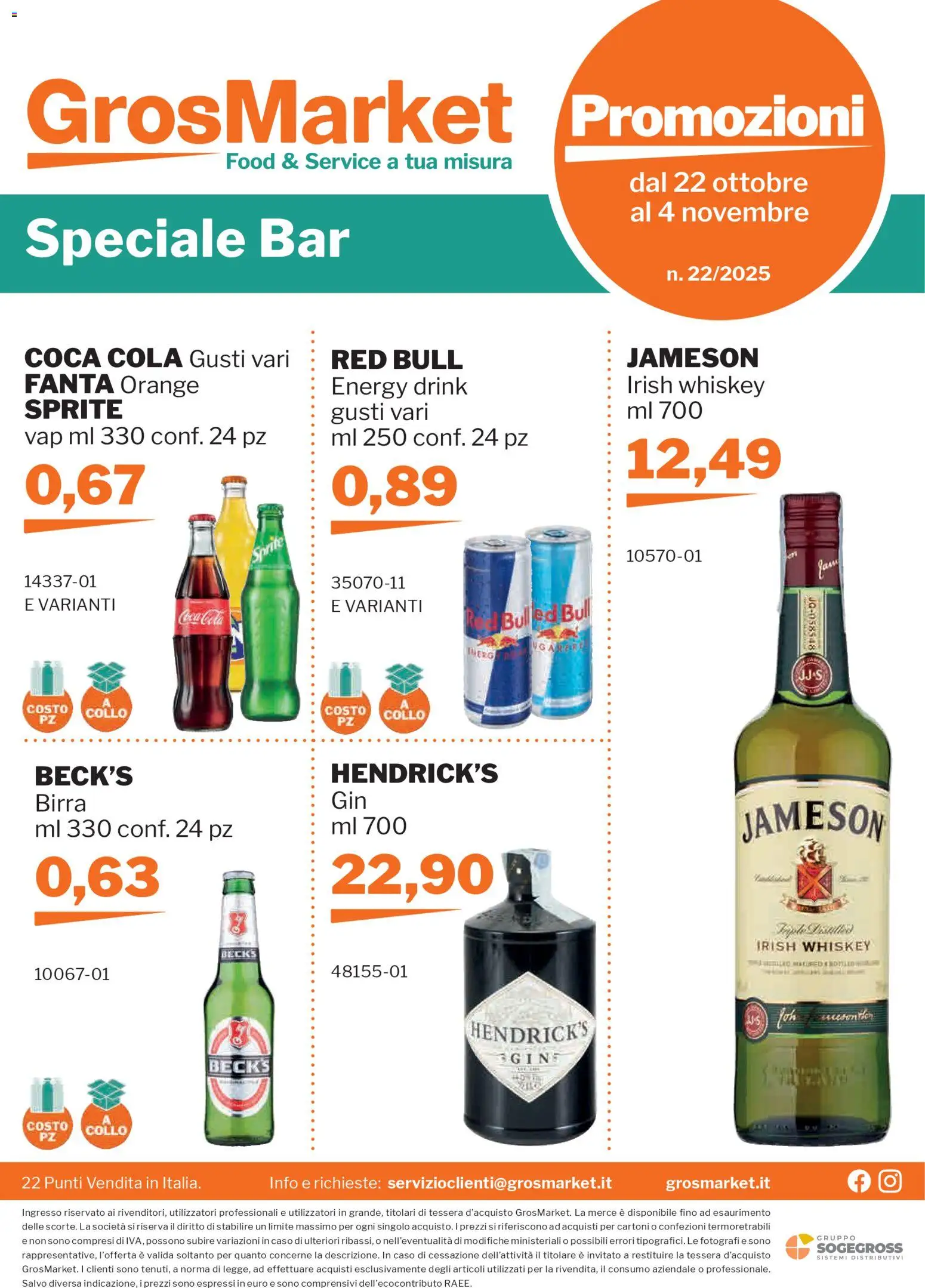 Volantino Sogegross del 22.10.2025 | Pagina: 50 | Prodotti: Birra, Fanta, Red Bull, Coca Cola