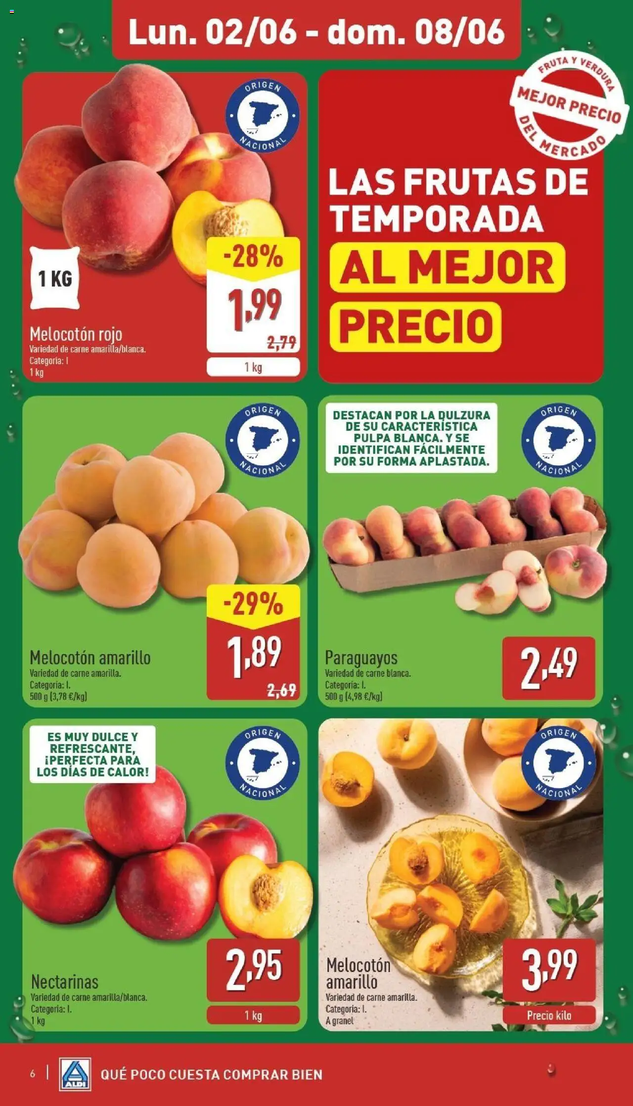 Aldi folleto Península │ válido desde el 02.06.2025 | Página: 6 | Productos: Melocotón rojo, Melocotón amarillo