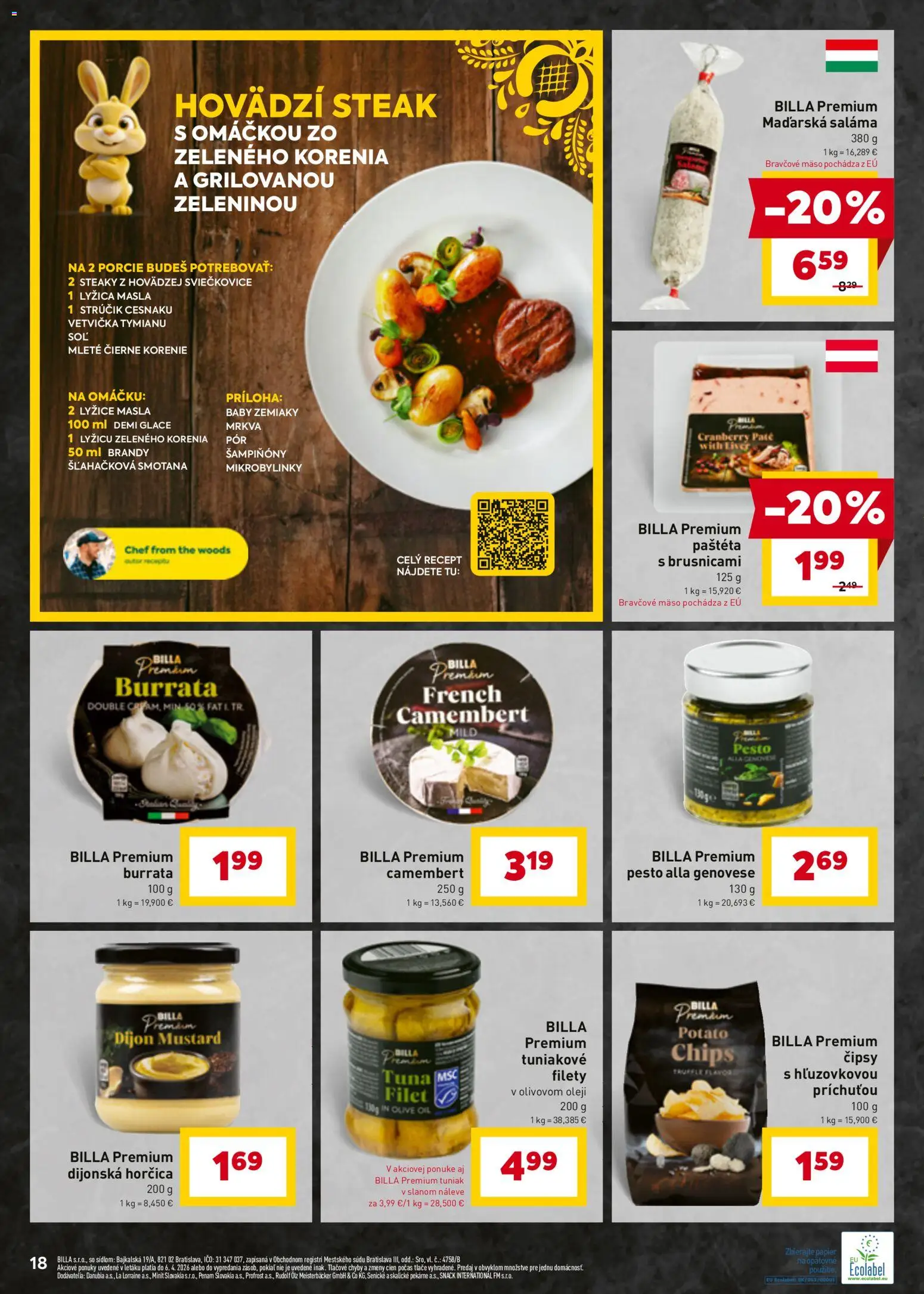 Nové Billa akcie – leták je platný od 30.03.2026 | Strana: 22 | Produkty: Tuniak, Bravčové mäso, Brandy, Zemiaky