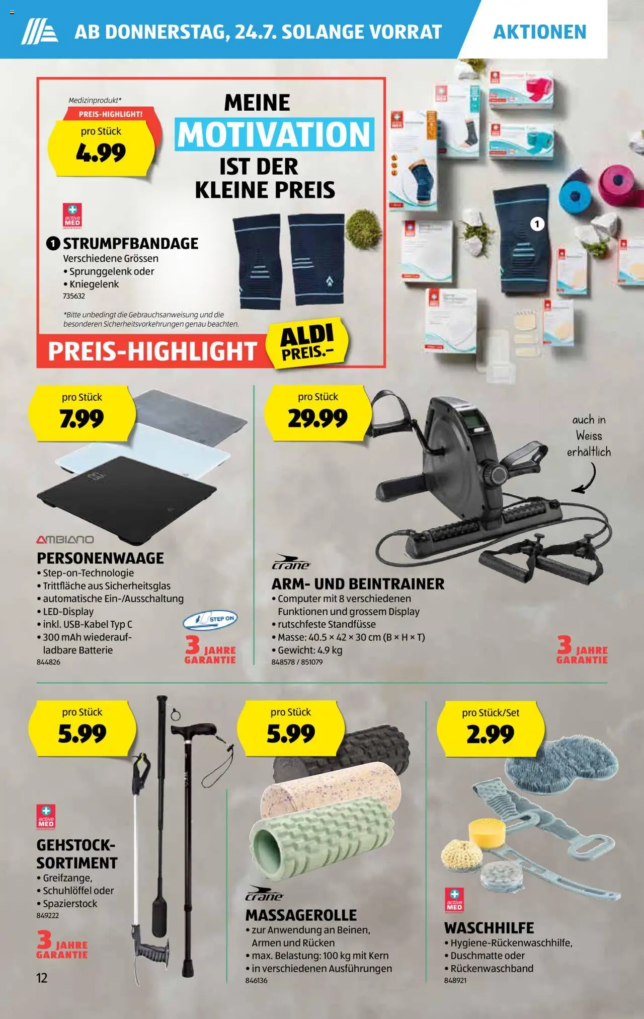 Aldi Aktionen ab 24.07.2025 | Seite: 13 | Produkte: Personenwaage, Batterie, Computer, Gewicht