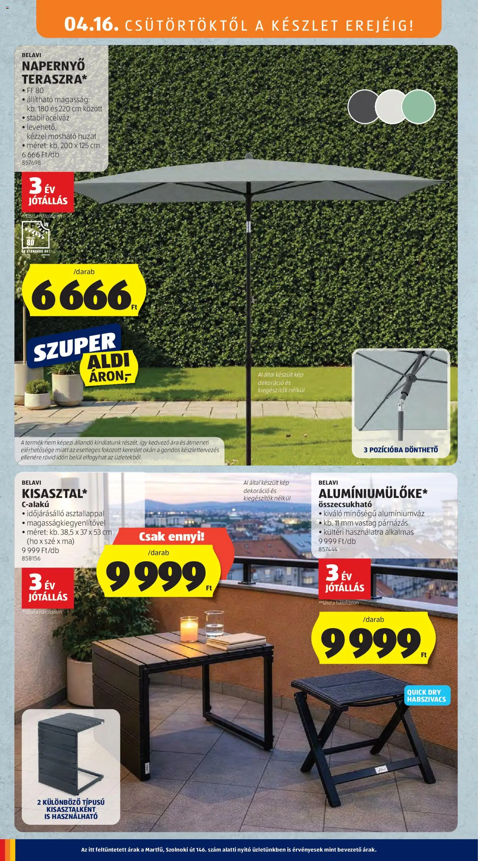 Aldi akciós ujság - amely érvényes a következő dátumtól: 16.04.2026 | Oldal: 28 | Termékek: Napernyő, Dekoráció