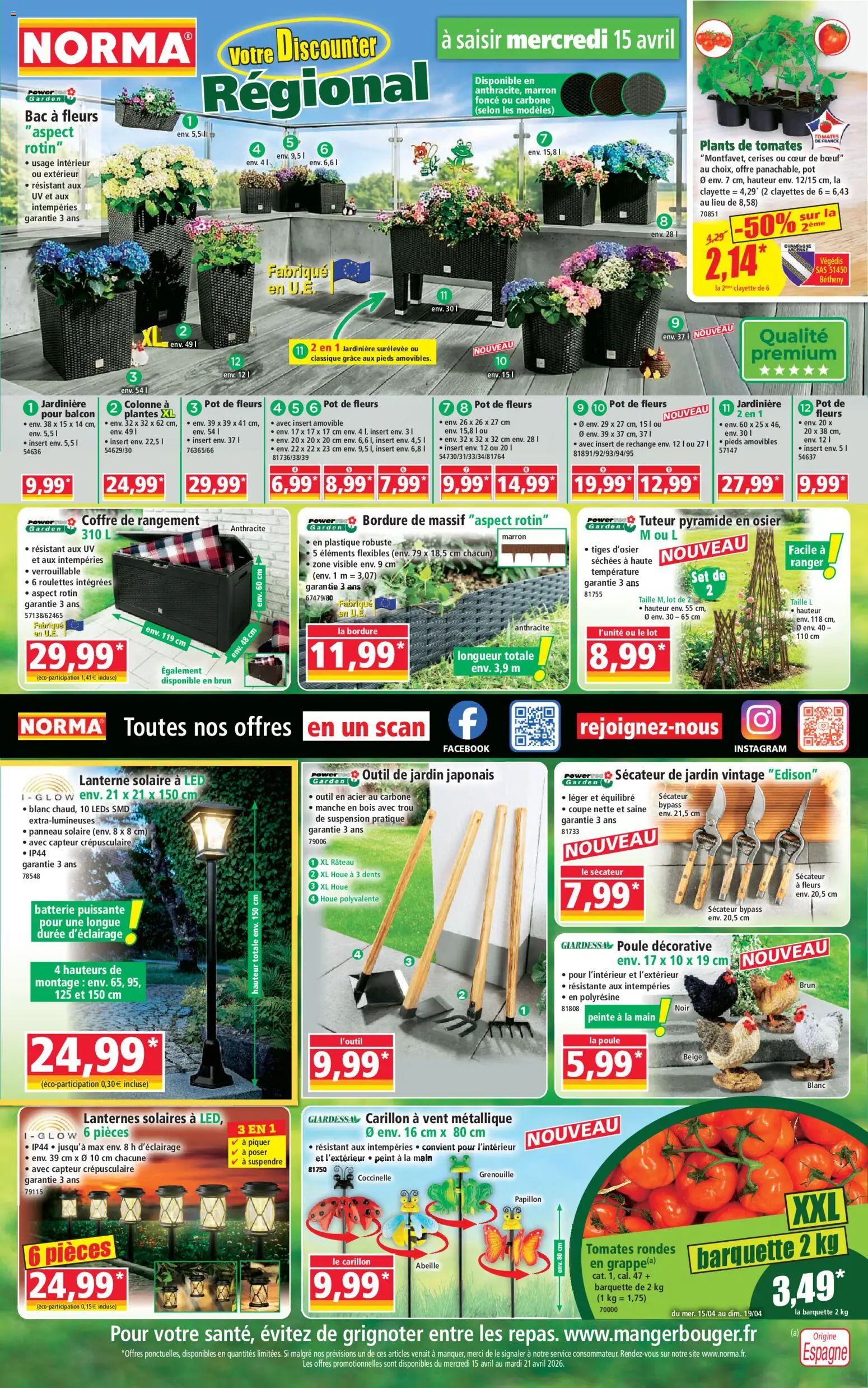 {H1} | Page: 1 | Produits: Plants de tomates, Coffre de rangement, Pot de fleurs, Tomates