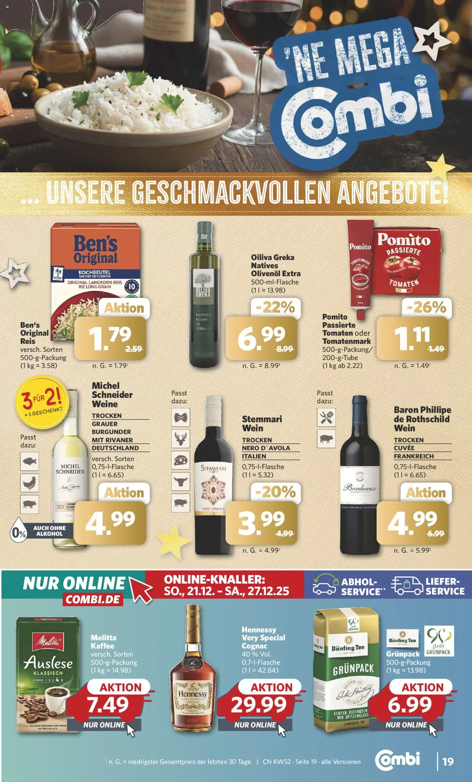 Combi Prospekt 	 – gültig ab 22.12.2025 | Seite: 19 | Produkte: Melitta, Tomaten, Reis, Tee