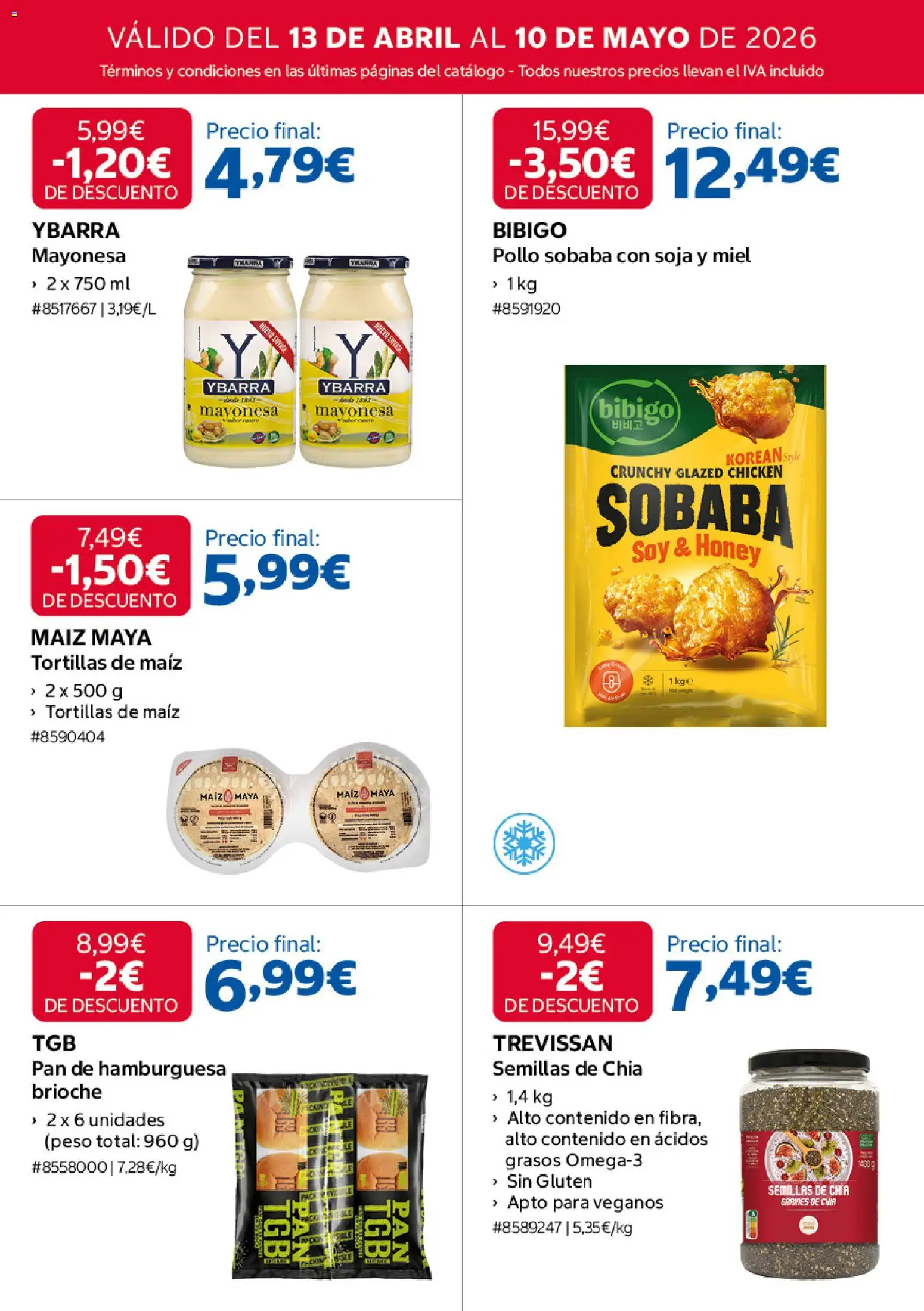 Costco catálogo │ válido desde el 13.04.2026 | Página: 3 | Productos: Ψηφιακή κάμερα, Οθόνη προβολής, Pan de hamburguesa, Σοκολατούχο γάλα