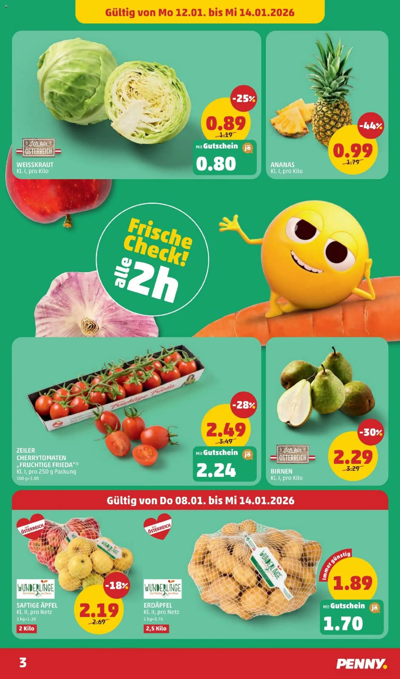Penny Markt Flugblatt gültig ab 08.01.2026 | Seite: 3 | Produkte: Äpfel, Ananas