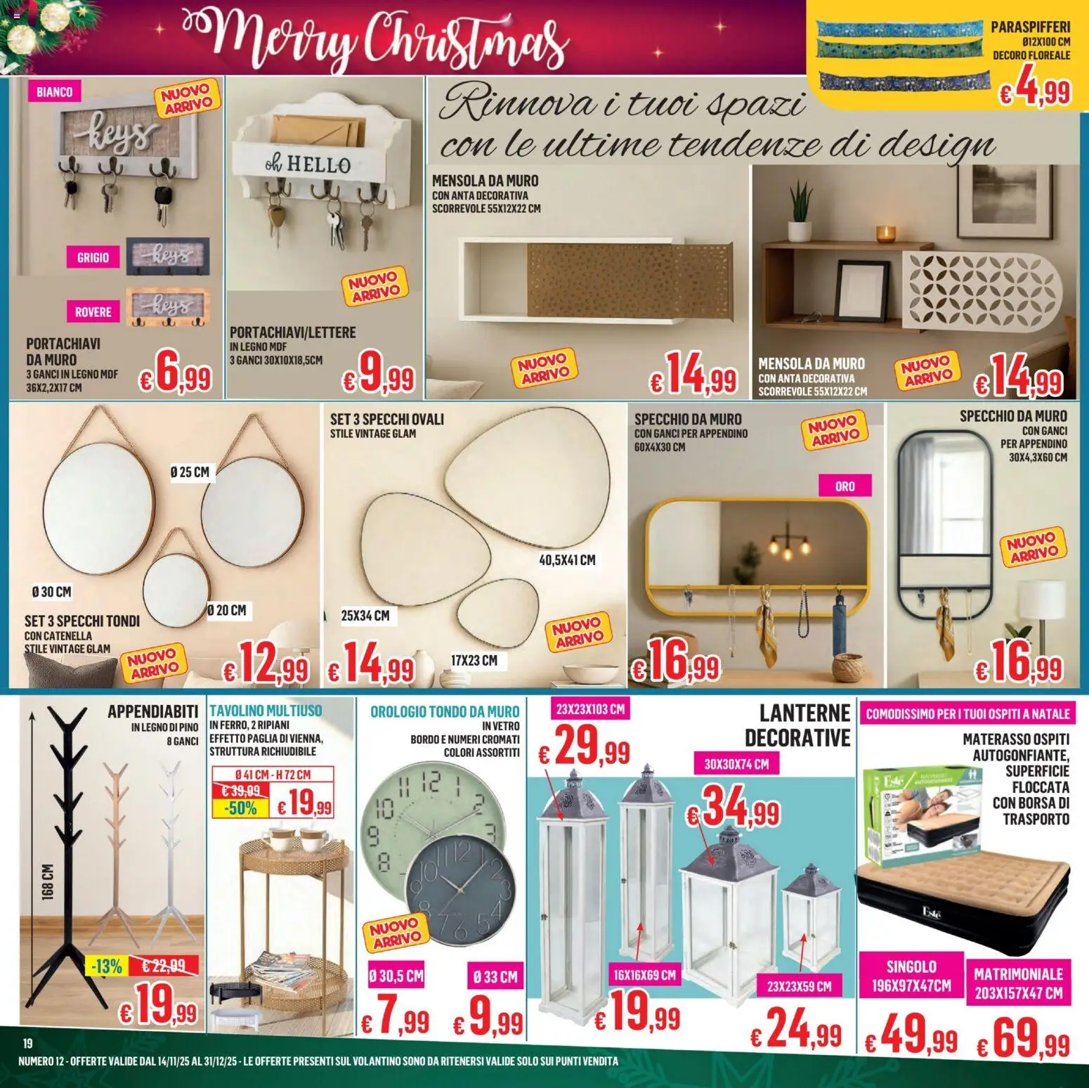 Volantino Satur del 14.11.2025 | Pagina: 19 | Prodotti: Orologio, Borsa, Materasso, Specchio