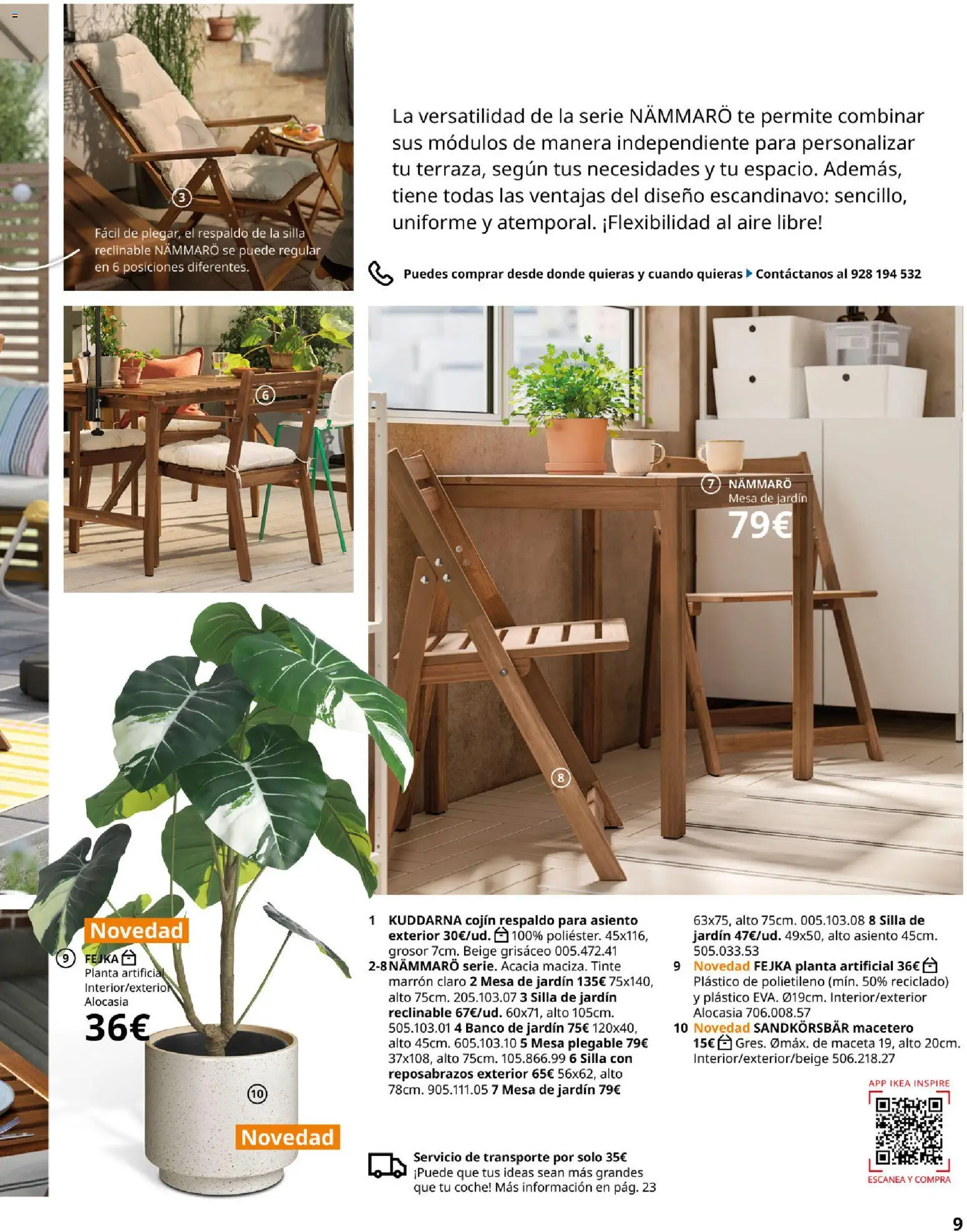 Catálogo IKEA Muebles de exterior │ válido desde el 10.12.2025 | Página: 9 | Productos: Mesa de jardín, Té, Planta artificial, Silla