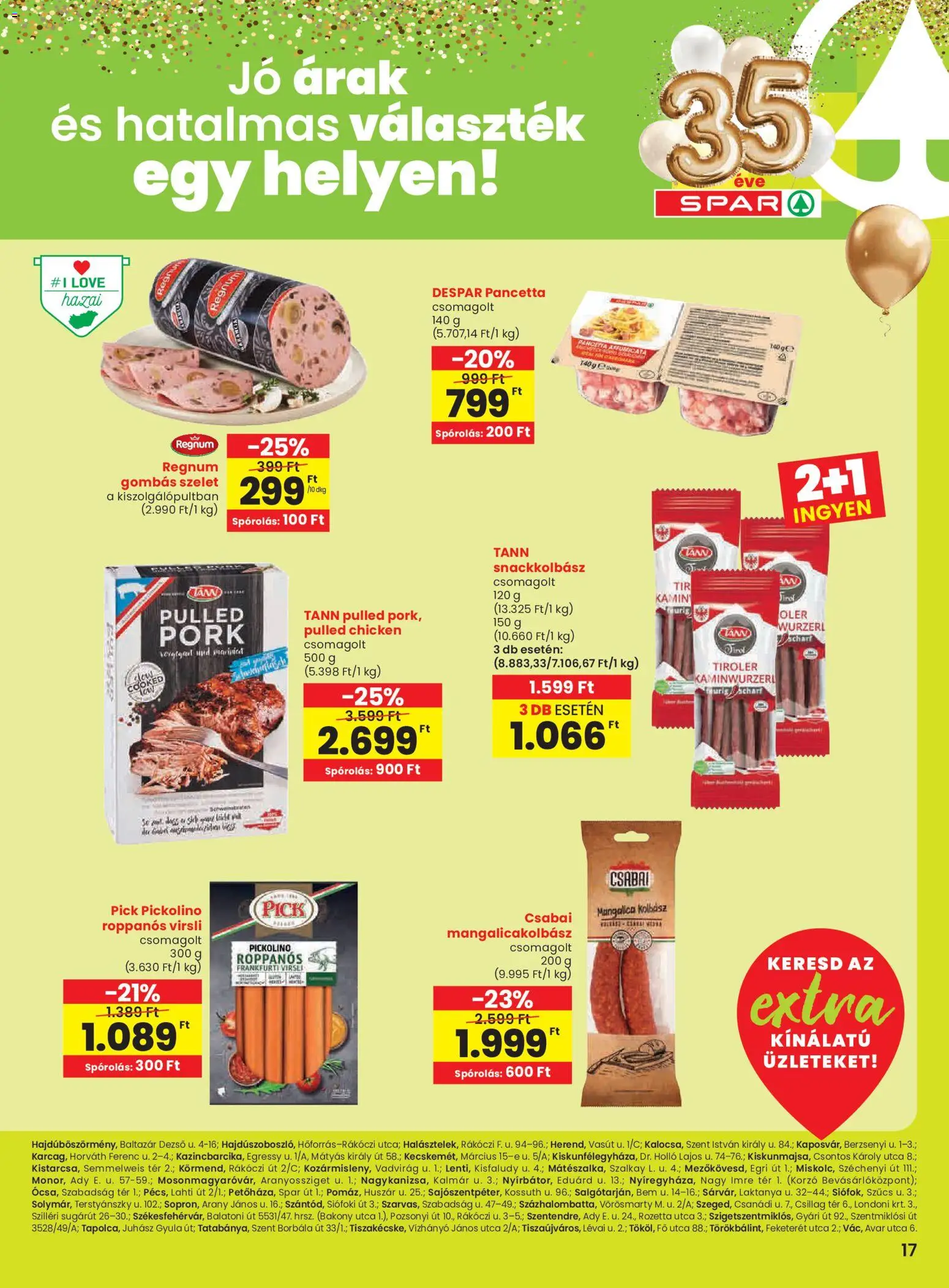 Spar akciós ujság - amely érvényes a következő dátumtól: 12.03.2026 | Oldal: 2 | Termékek: Virsli, Kolbász, Pick, Frankfurti virsli