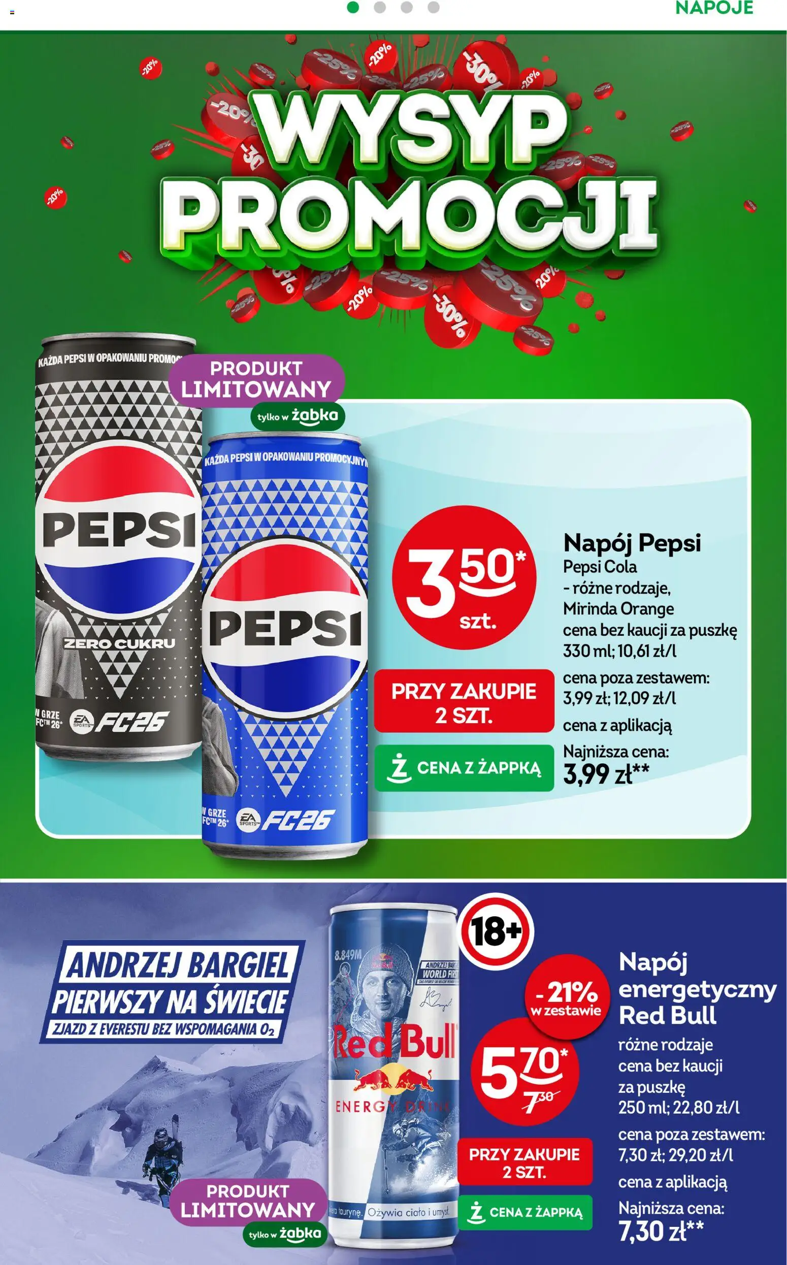 Żabka Gazetka od 05.11.2025 | Strona: 10 | Produkty: Red bull, Napoje, Pepsi