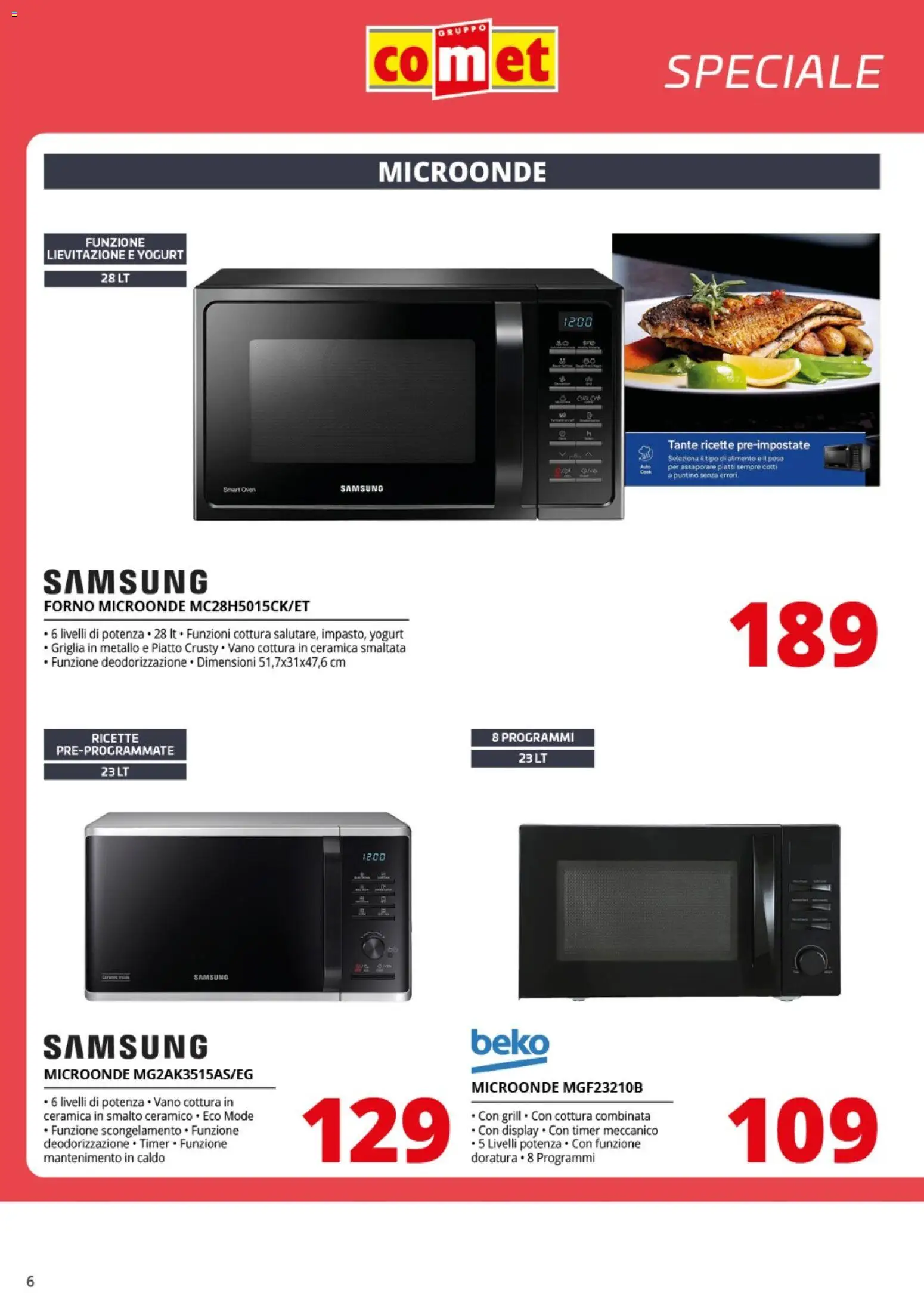 Volantino Comet del 24.04.2026 | Pagina: 6 | Prodotti: Yogurt, Piatto, Griglia, Samsung