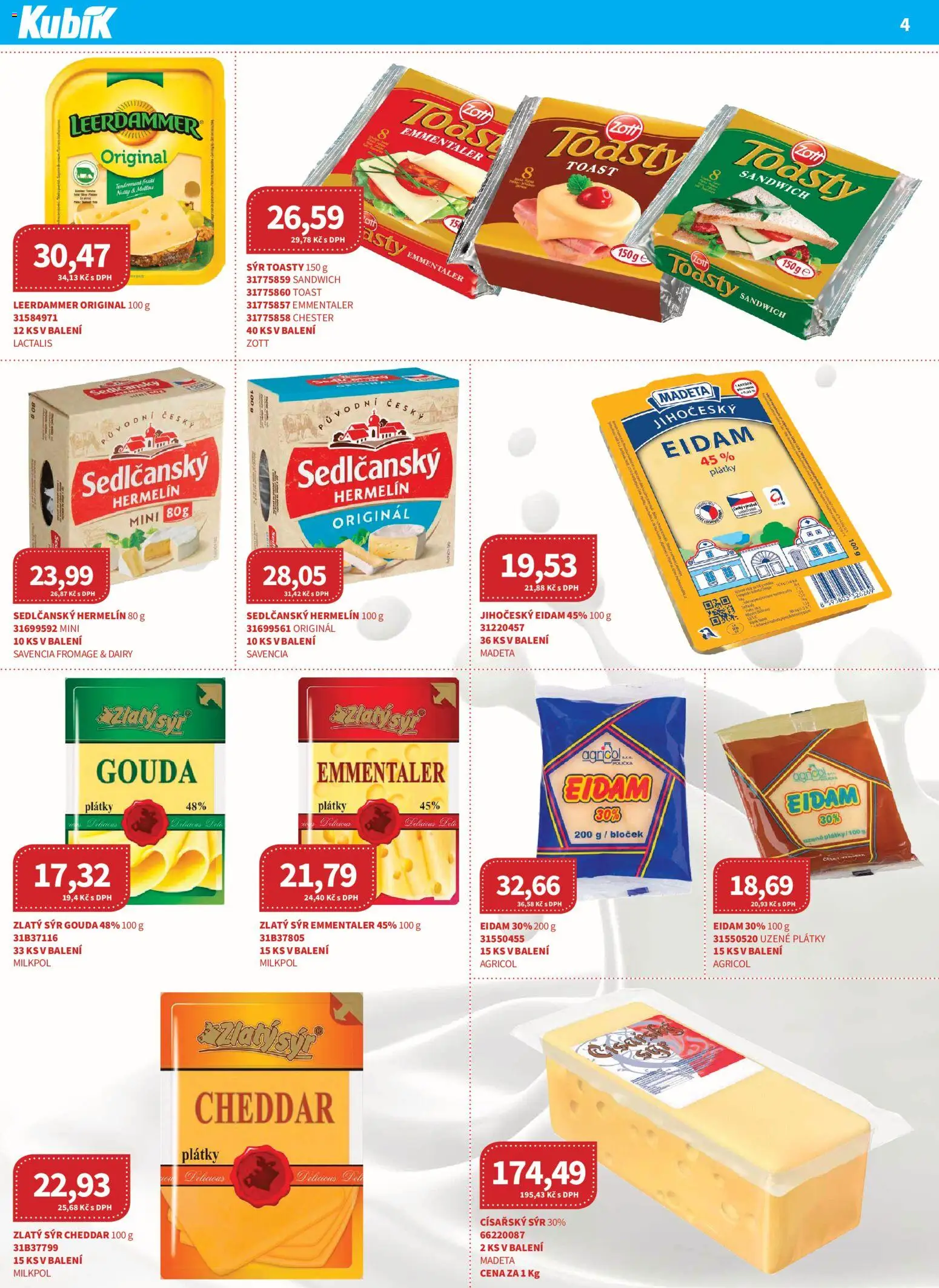 Kubík leták - Velkoobchod 01/2026 od 07.01.2026 | Strana: 4 | Produkty: Sýr Gouda, Sýr, Eidam, Leerdammer