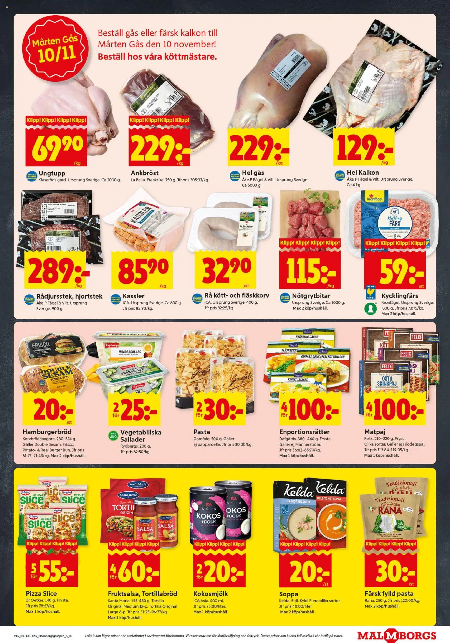 ICA Kvantum reklamblad aktuell från 03.11.2025 | Sida: 5 | Produkter: Salsa, Mjölk, Pizza, Soppa