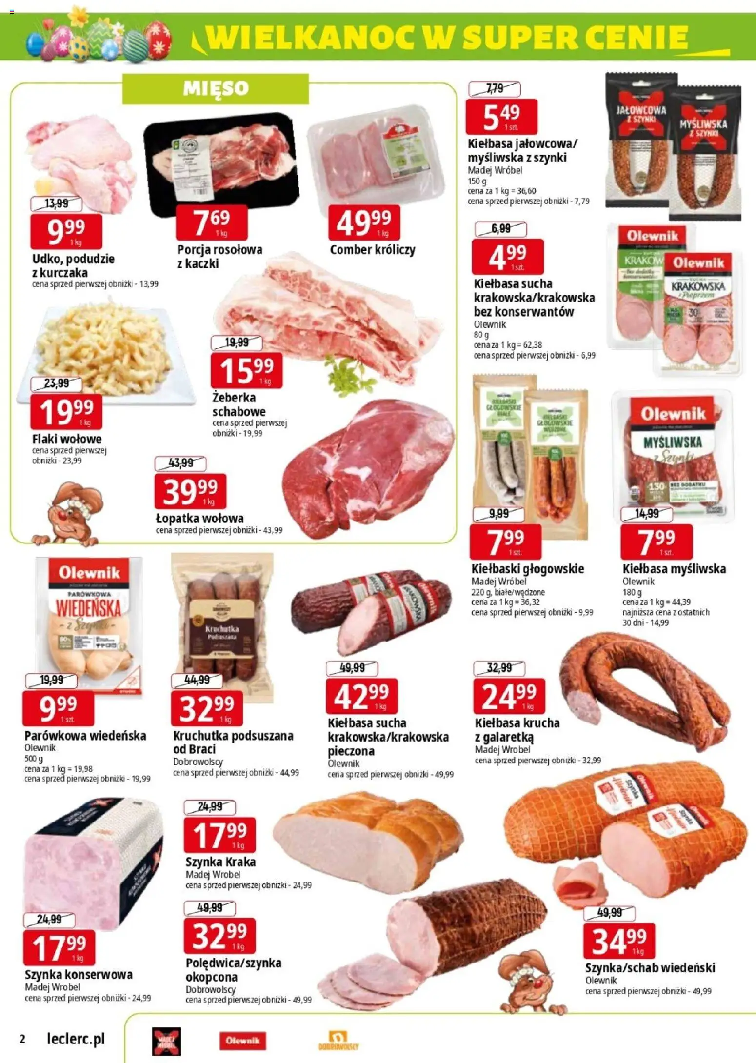 E.Leclerc gazetka - Elbląg II od 30.03.2026 | Strona: 2 | Produkty: Mięso, Myśliwska, Kiełbaski, Flaki wołowe