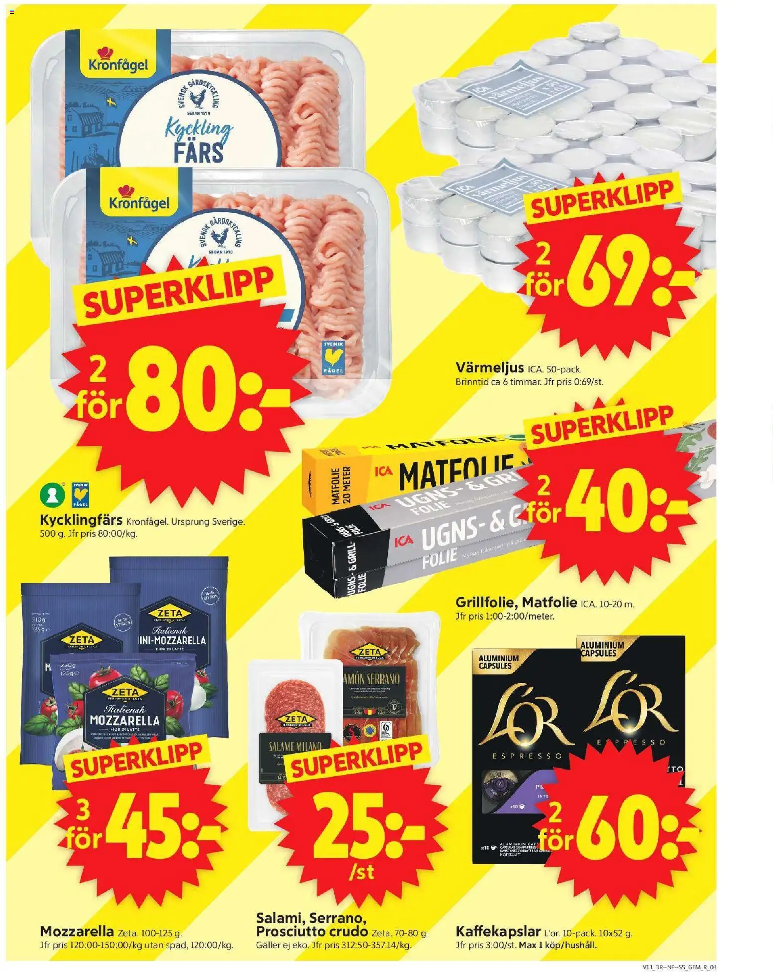 ICA Supermarket reklamblad aktuell från 23.03.2026 | Sida: 3 | Produkter: Grill, Gem, Galler, Kaffekapslar