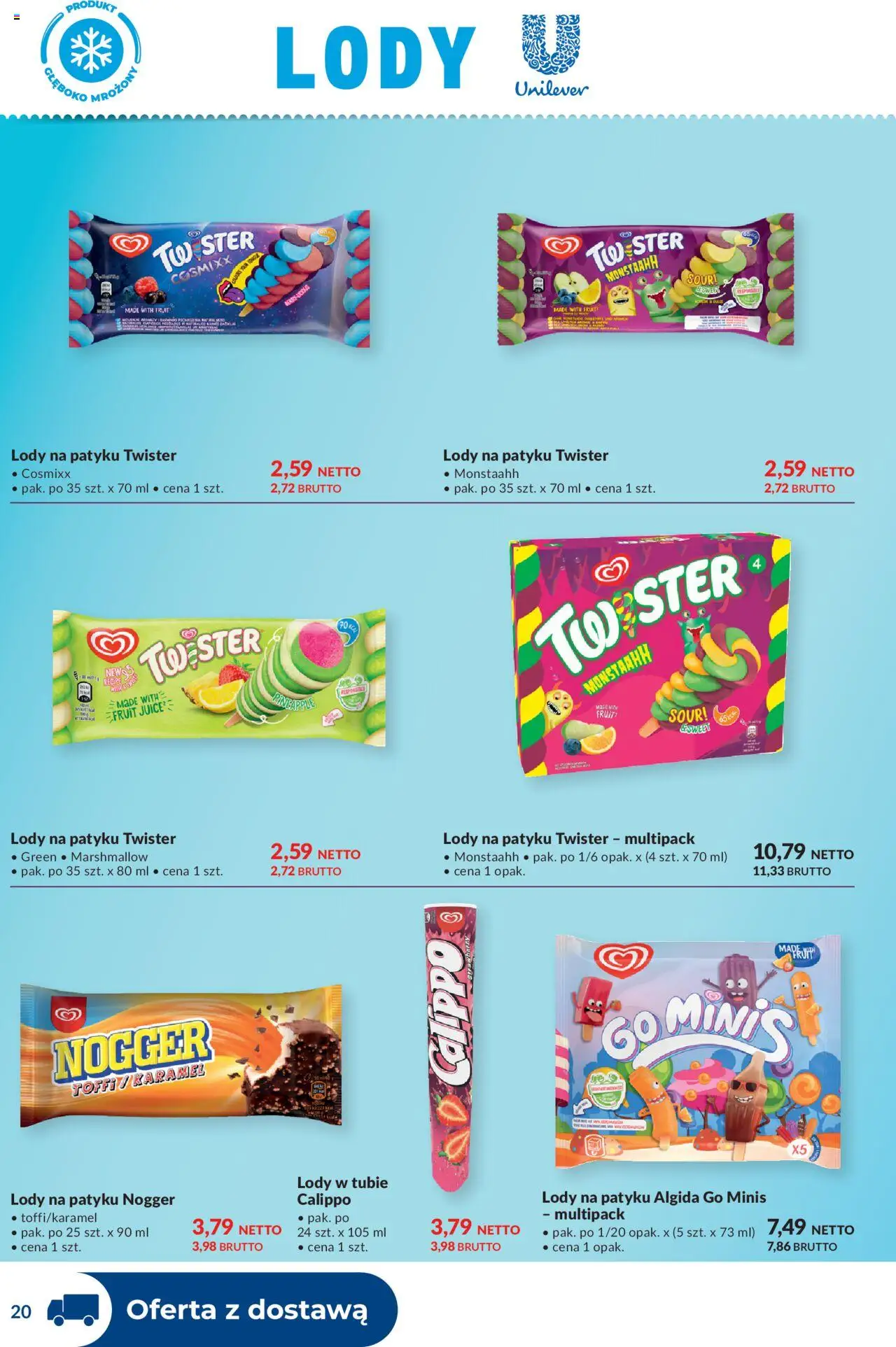 Makro Gazetka - Dystrybucja do sklepów od 19.08.2025 | Strona: 20 | Produkty: Lody na patyku, Lody