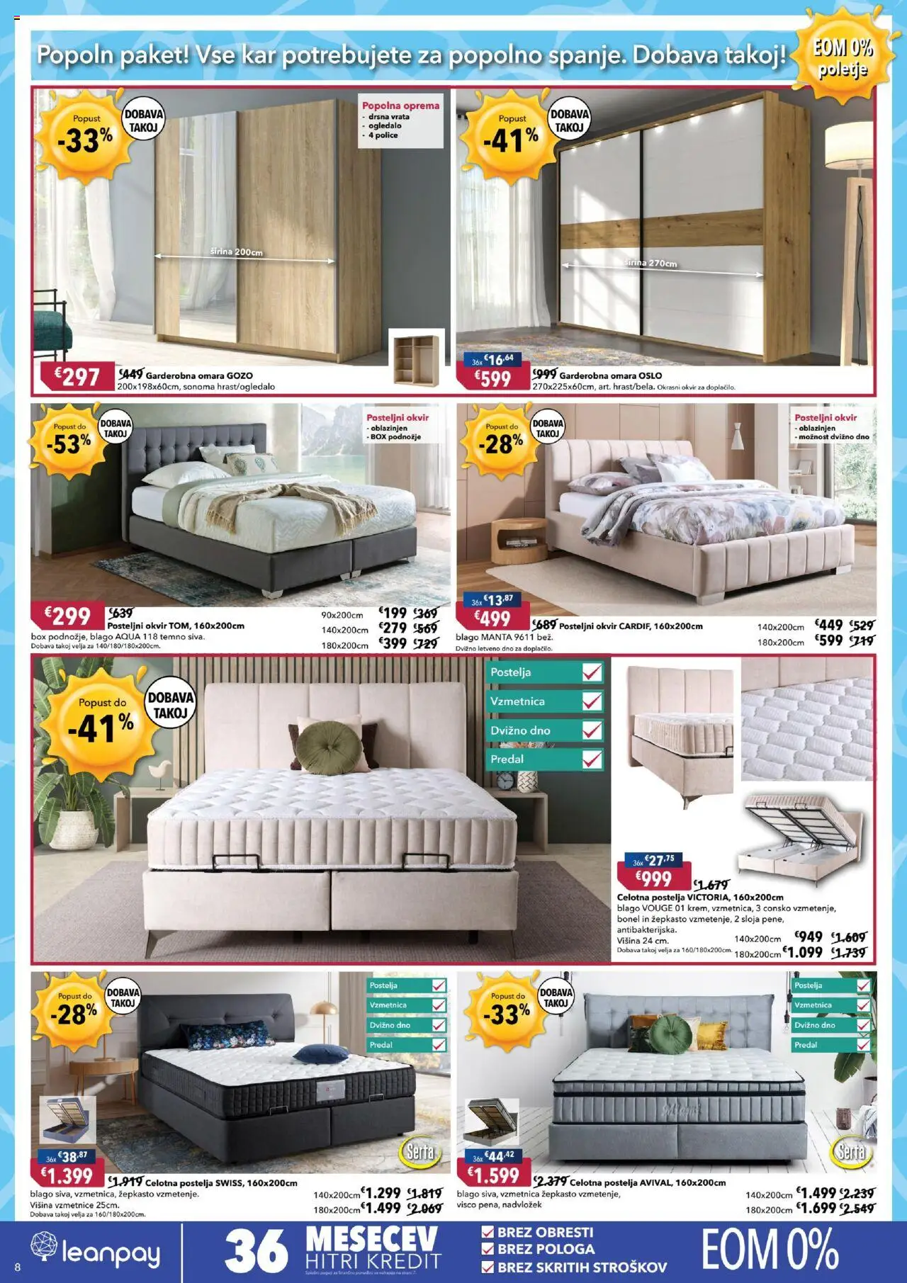 Harvey Norman katalog │ velja od 10.07.2025 | Stran: 8 | Izdelki: Nadvložek, Vzmetnica, Omara, Ogledalo