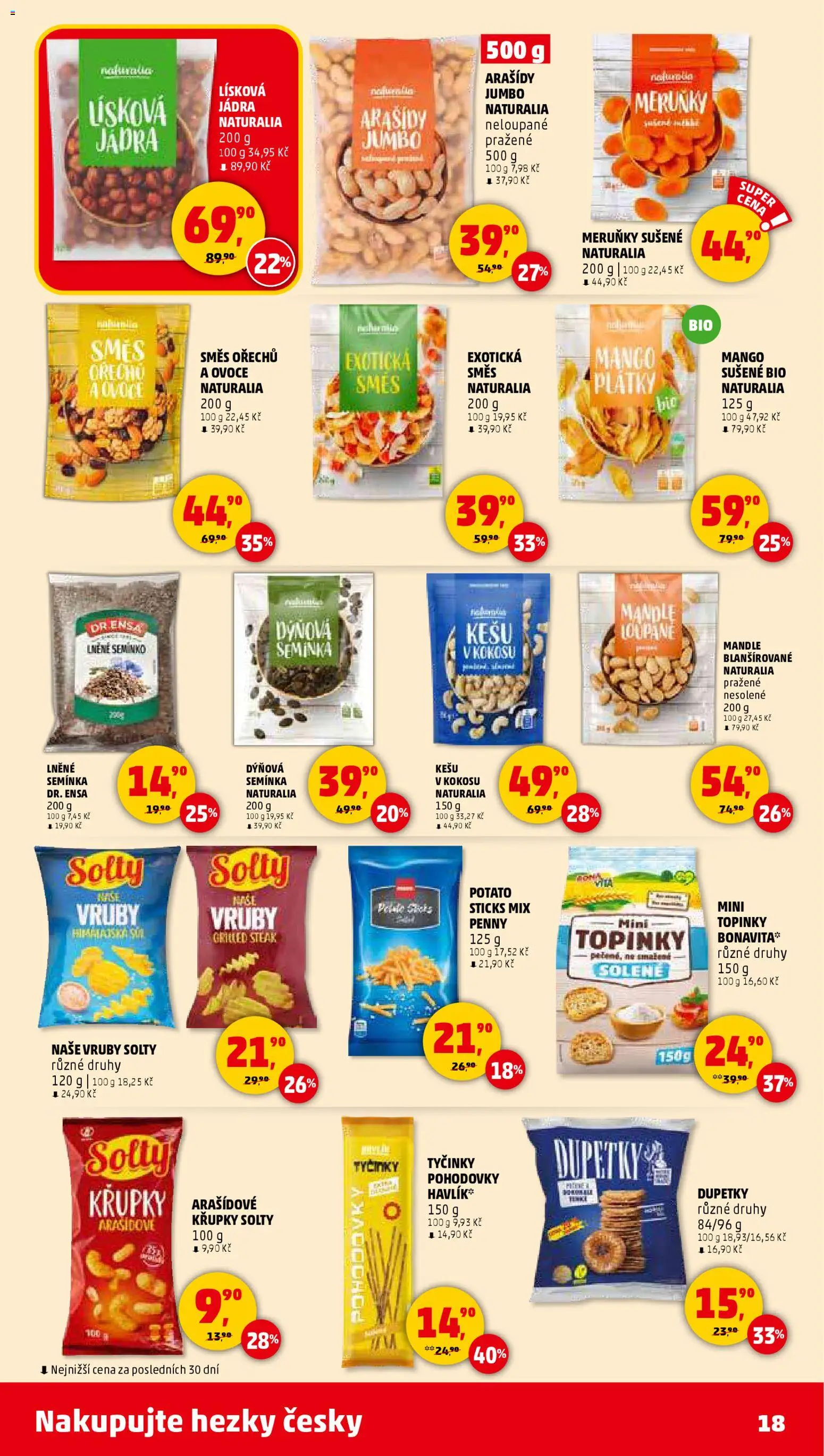 Penny Market leták - Čtvrtečník od 02.01.2026 | Strana: 18 | Produkty: Mango, Tyčinky, Směs ořechů, Meruňky