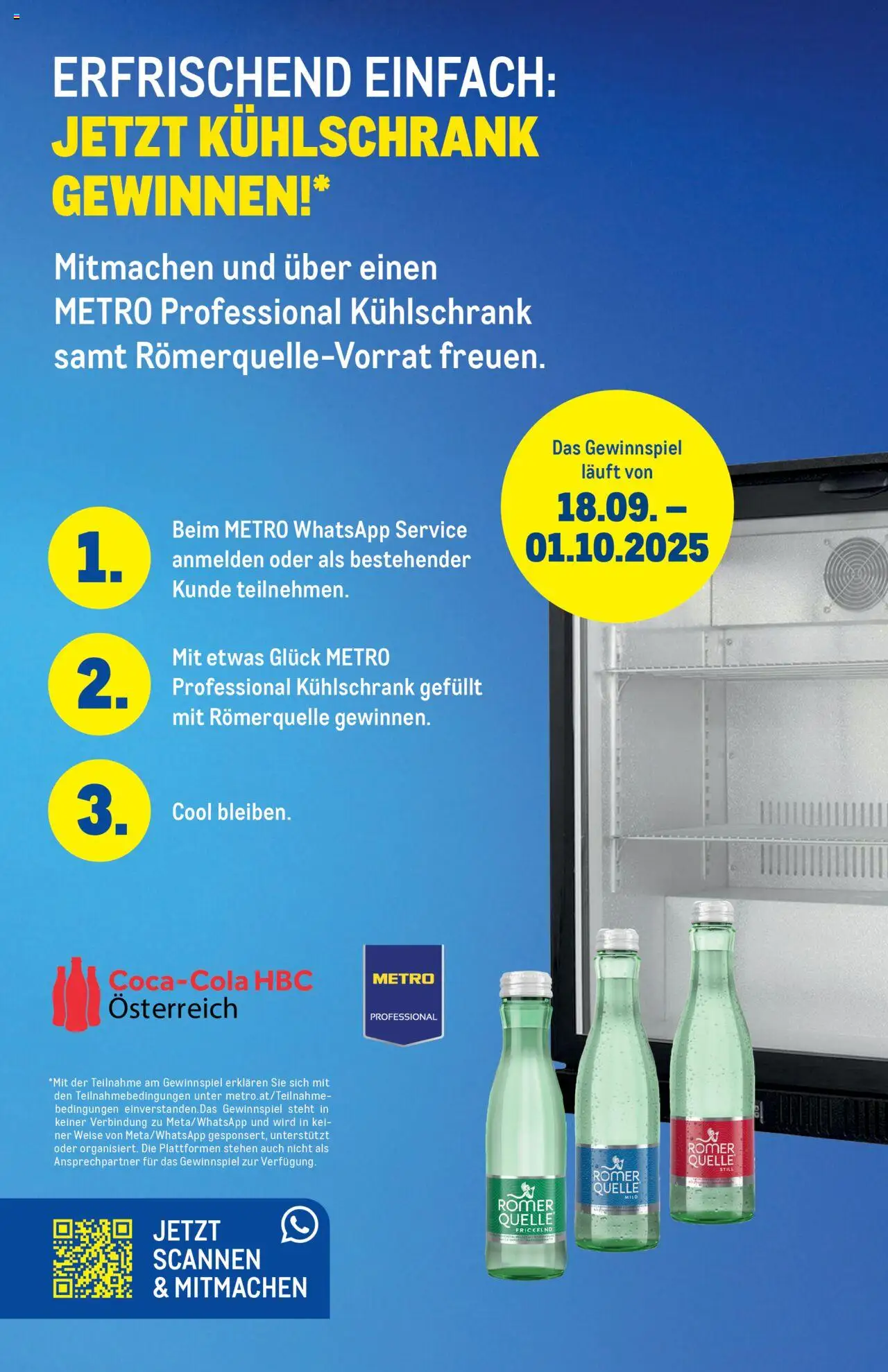 Metro WhatsApp Gewinnspiel gültig ab 18.09.2025 | Seite: 1 | Produkte: Kühlschrank