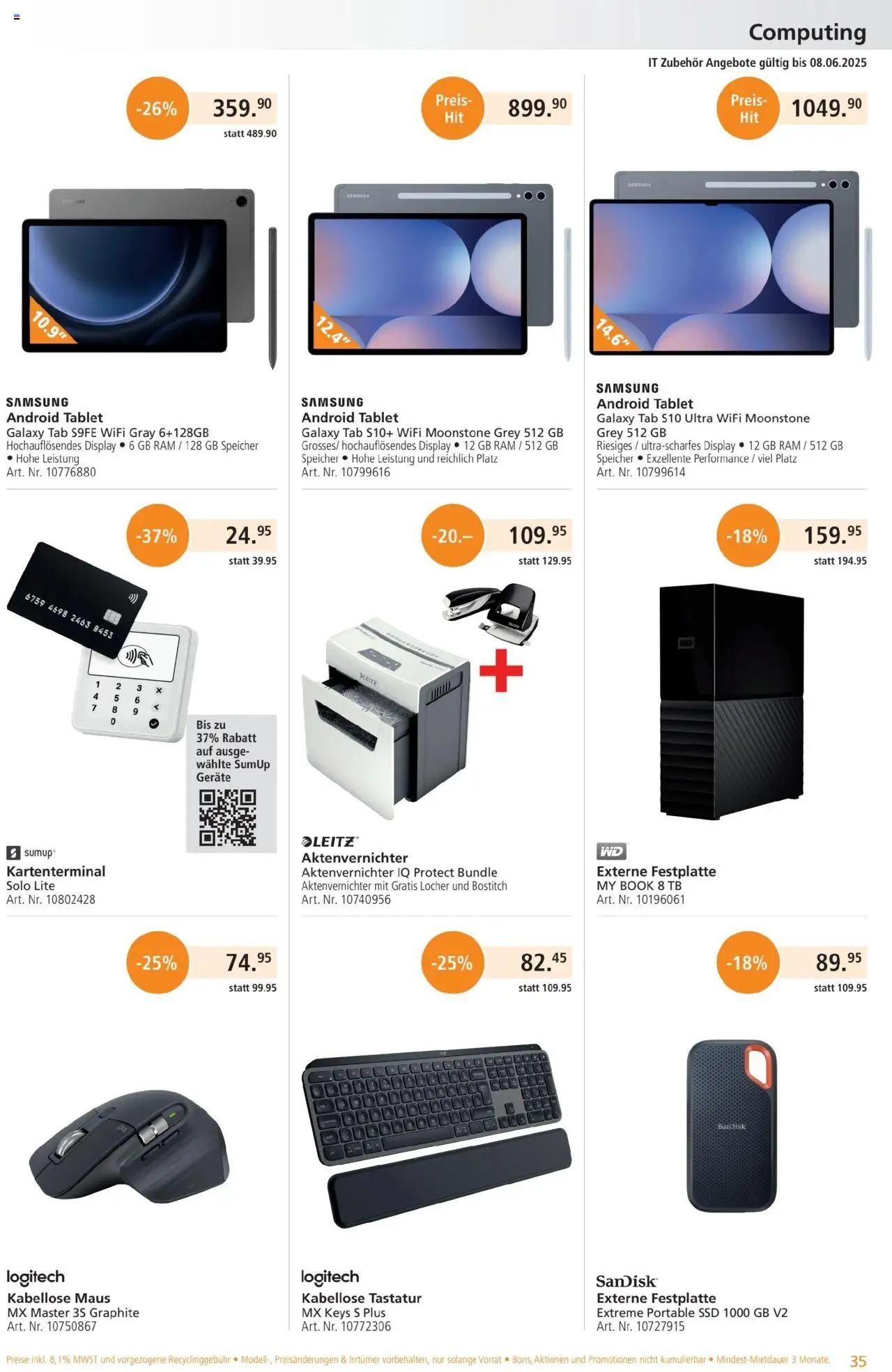 Fust Aktionen ab 26.05.2025 | Seite: 35 | Produkte: Tablet, Tastatur, Maus, Android Tablet