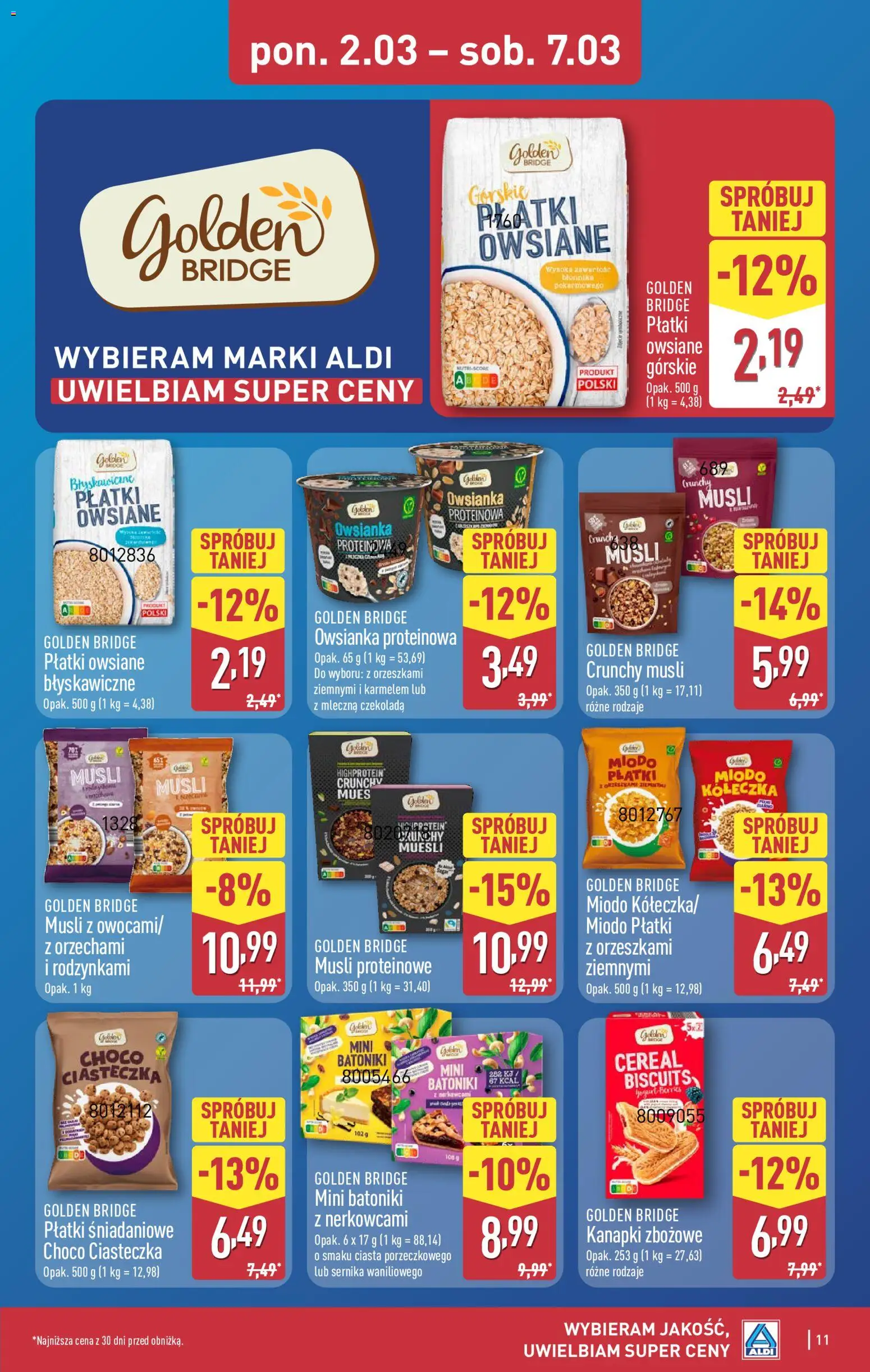 Aldi Polsko leták od 02.03.2026 | Strana: 11 | Produkty: Müsli, Protein