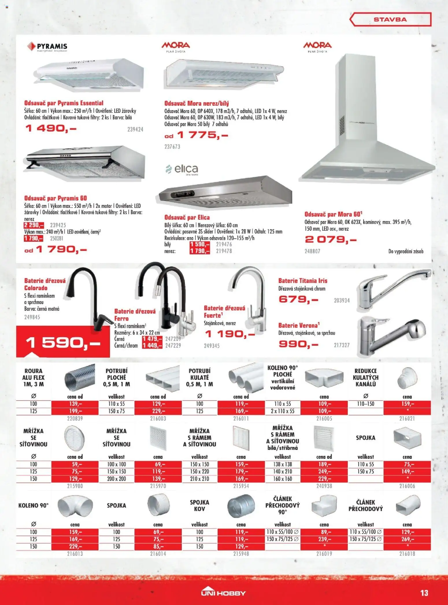 Uni Hobby leták od 29.01.2026 | Strana: 13 | Produkty: LED žárovky, Odsavač par, Dřezová baterie, Baterie