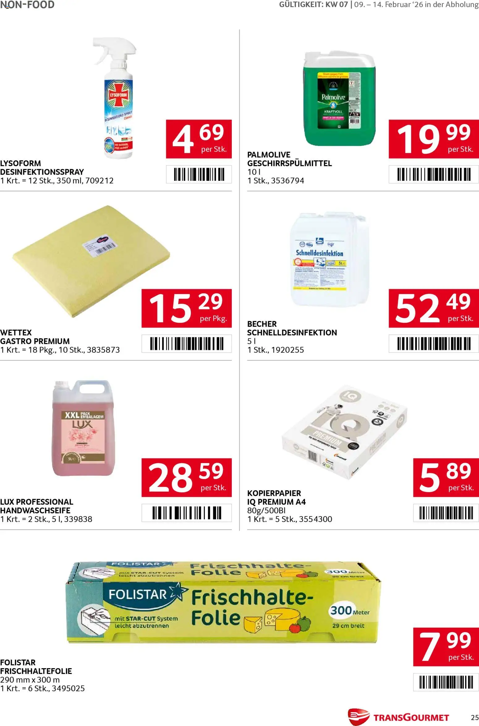 Transgourmet Flugblatt gültig ab 09.02.2026 | Seite: 25 | Produkte: Geschirrspülmittel
