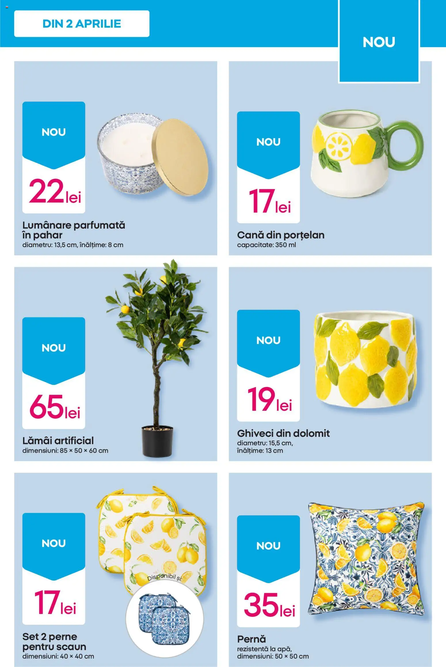 Noul catalog Pepco – valabil de la 09.04.2026 | Pagină: 7 | Produse: Pernă, Scaun, Ghiveci, Lumânare