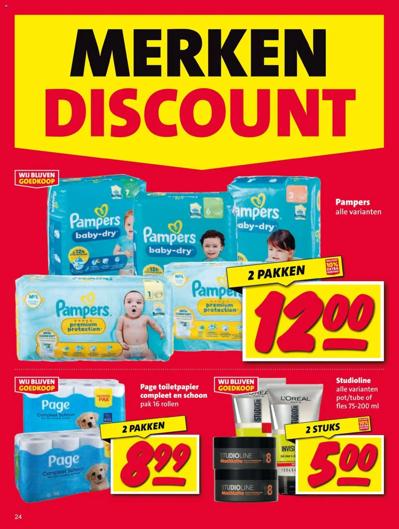 {H1} | Pagina: 24 | Producten: Fles, Pampers, Toiletpapier