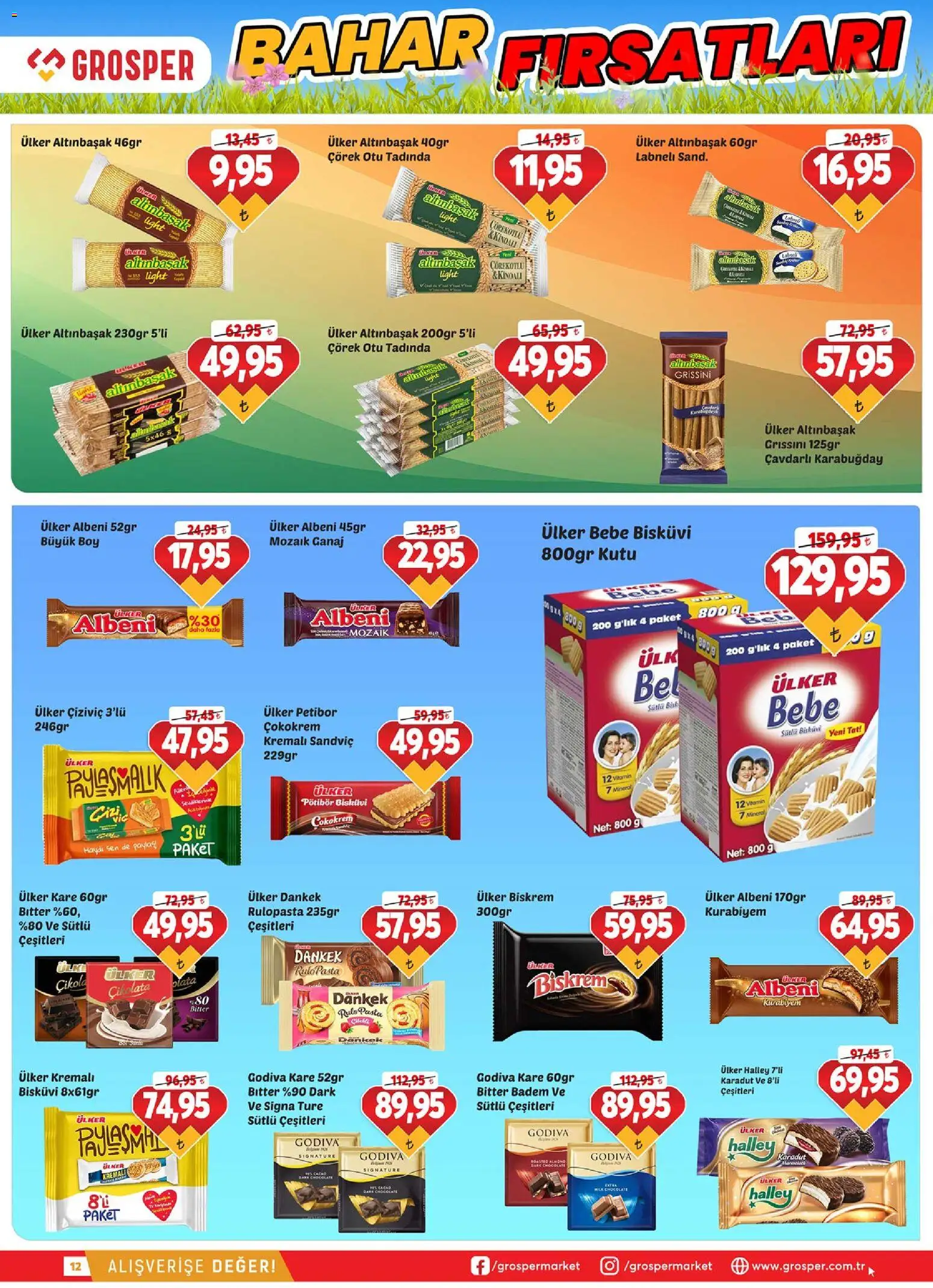 Grosper Katalog - 08.04.2026 tarihinden itibaren geçerlidir | Sayfa: 12 | Ürünler: Kutu, Çikolata, Badem, Bisküvi