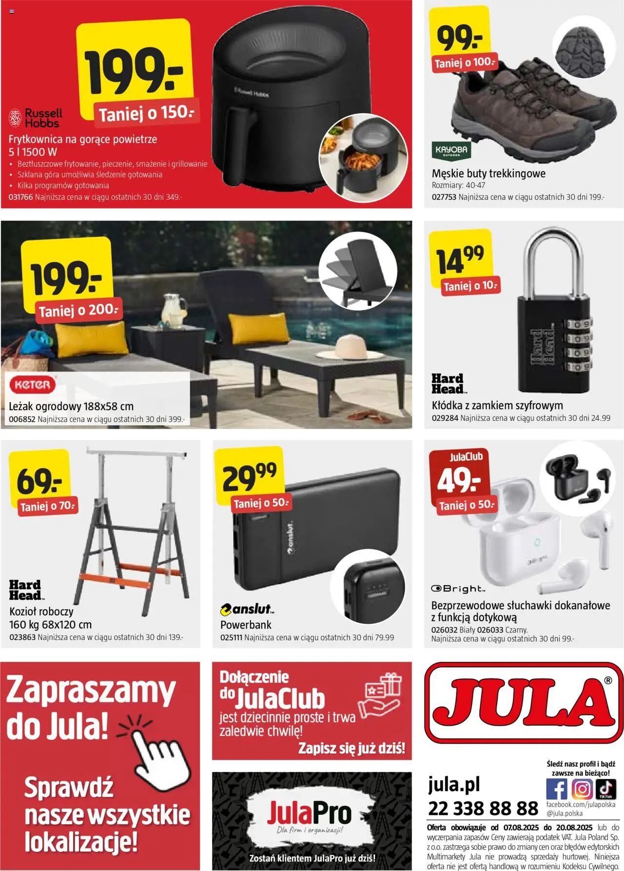 Jula Gazetka od 07.08.2025 | Strona: 11 | Produkty: Buty, Śledź, Słuchawki, Frytkownica