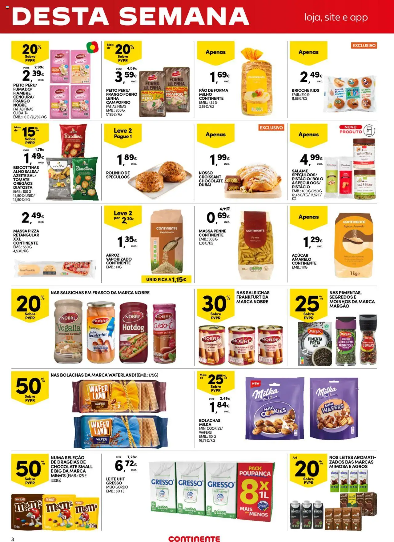 Continente - Fim de Semana │ válido de 01.08.2025 | Página: 3 | Produtos: Azeite, Peito de peru, Pizza, Massa