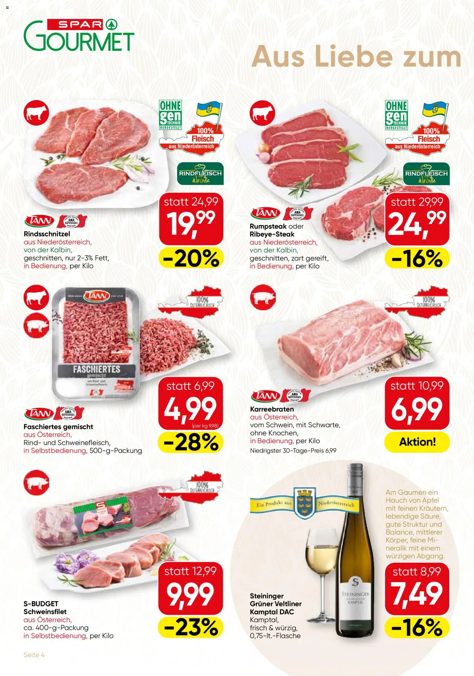 SPAR Gourmet Flugblatt gültig ab 29.01.2026 | Seite: 4 | Produkte: Äpfel, Rindfleisch