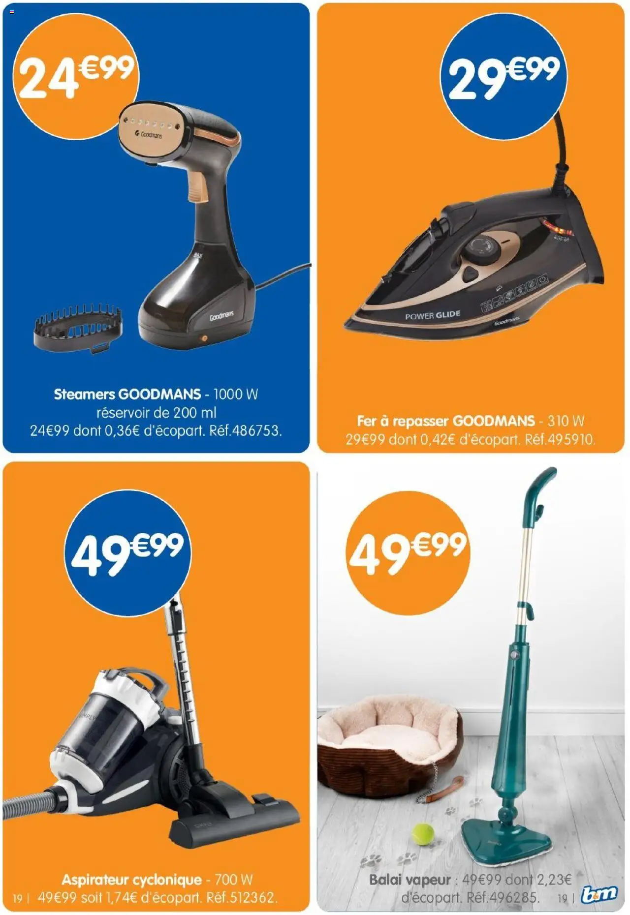  | Page: 19 | Produits: Aspirateur, Fer à repasser, Balai
