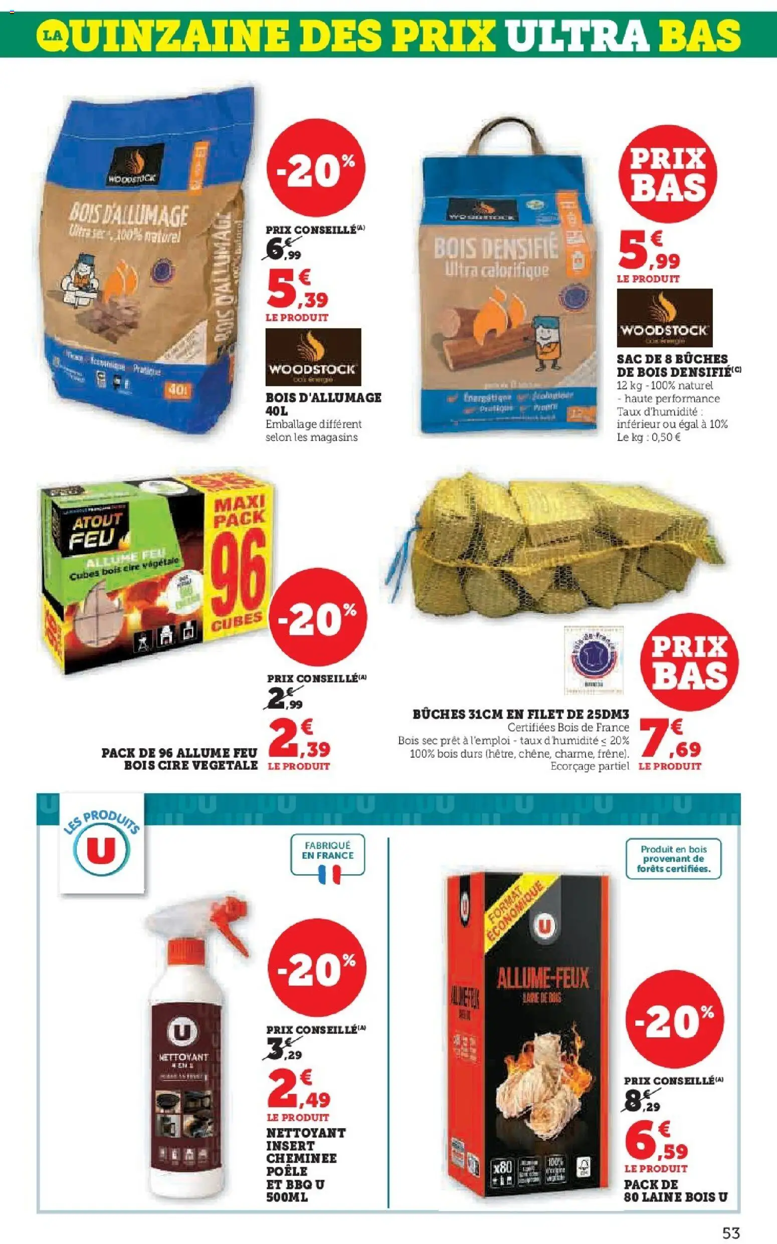 {H1} | Page: 53 | Produits: Cire, Allume feu, Sac, Poêle