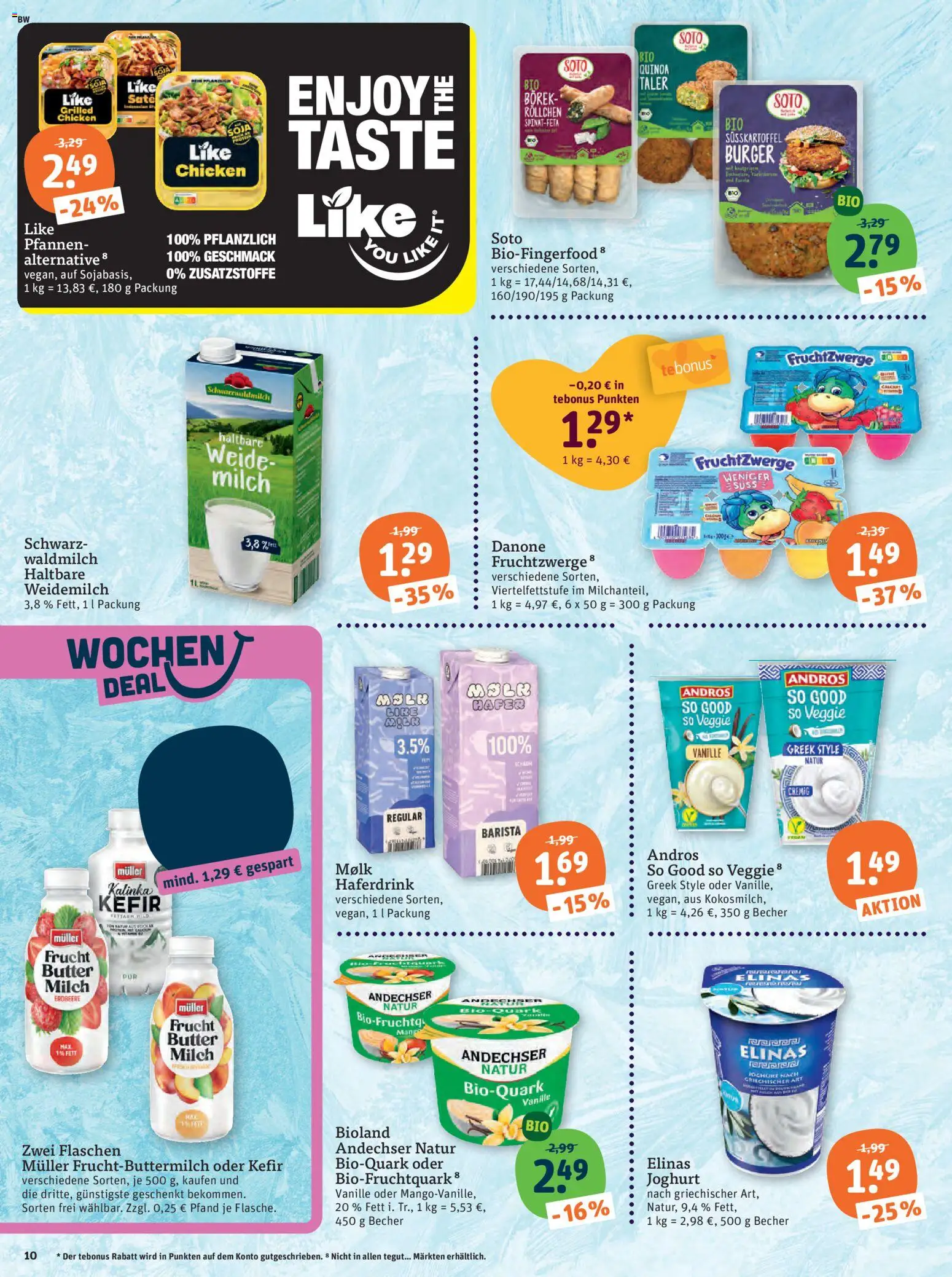 Tegut Prospekt – gültig ab 05.01.2026 | Seite: 12 | Produkte: Kefir, Milch, Butter, Haferdrink