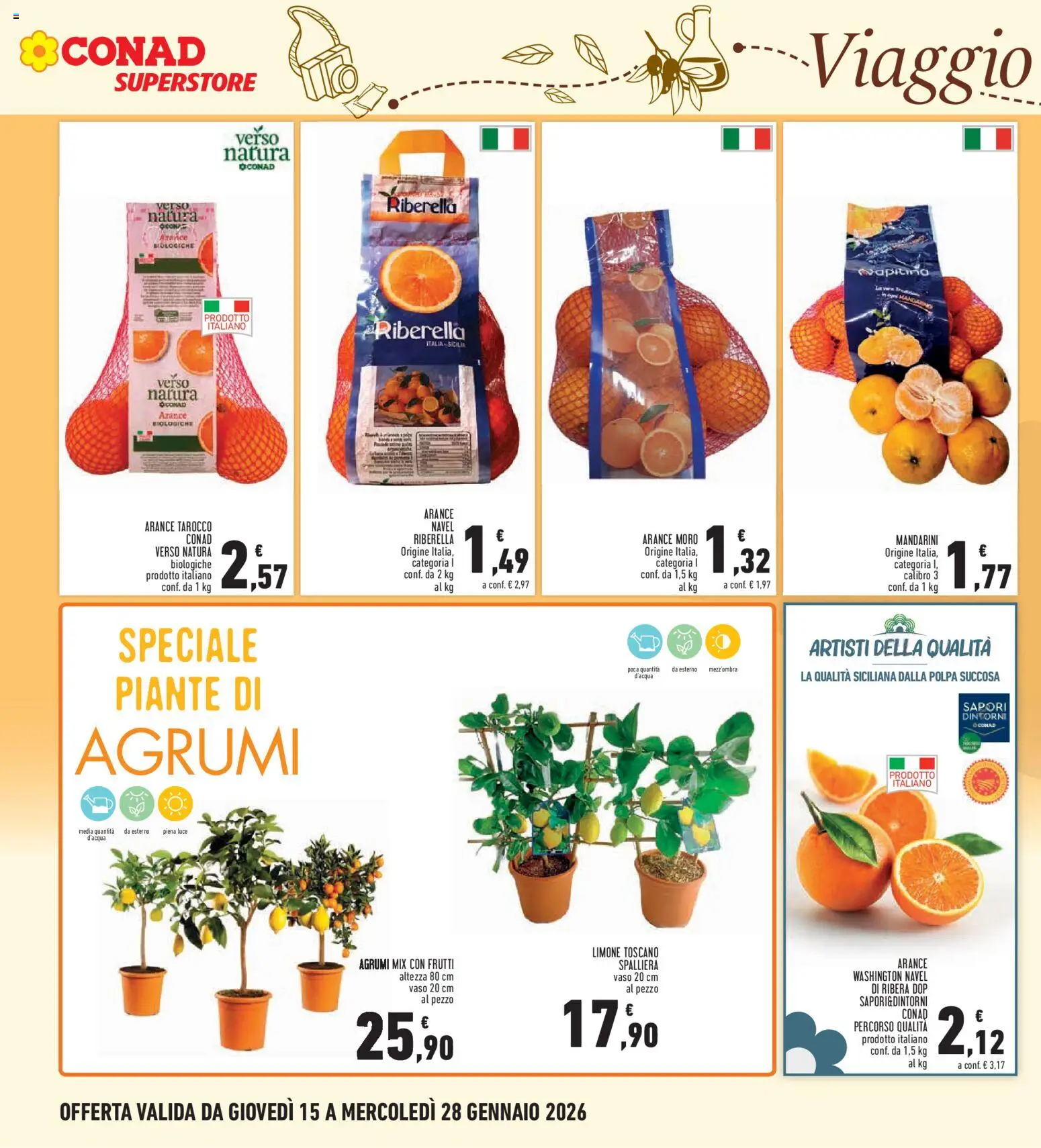 Volantino Conad del 15.01.2026 | Pagina: 16 | Prodotti: Arance, Mandarini, Limone, Vaso