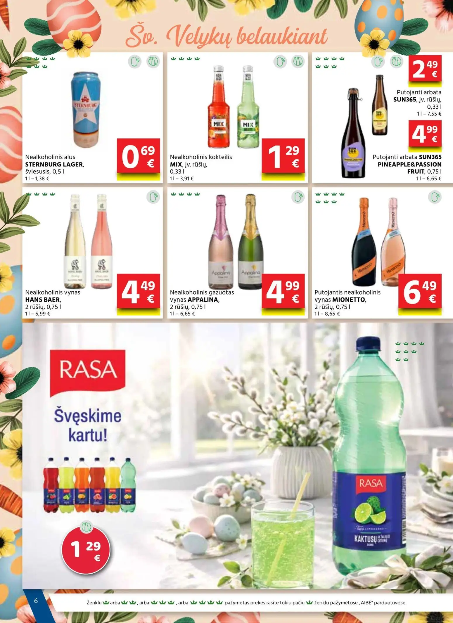 AIBE akcijos nuo 19.03.2026 | Puslapis: 6 | Prekių: Nealkoholinis vynas, Nealkoholinis kokteilis, Vynas, Arbata