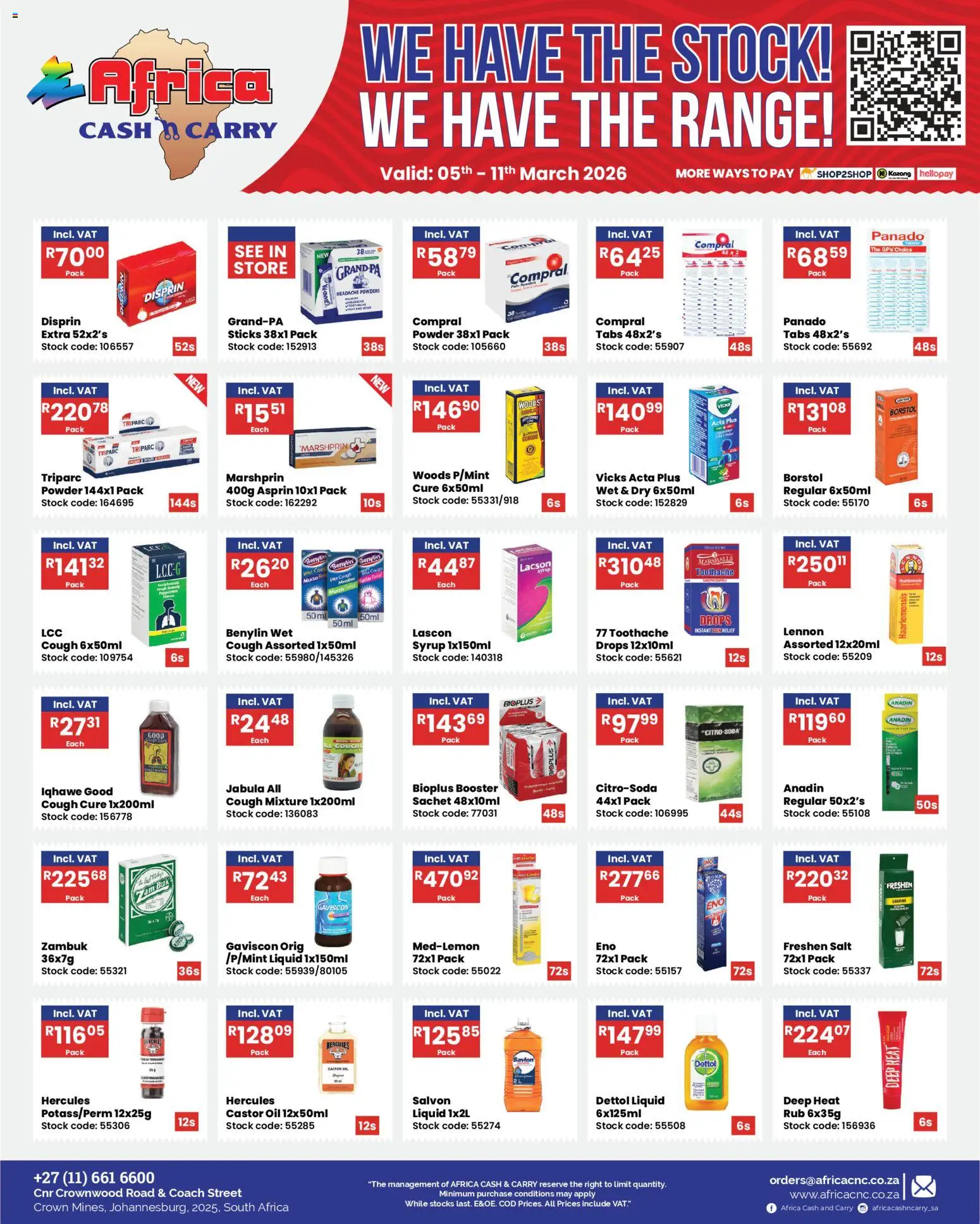 New Africa Cash & Carry catalogue – valid from 05.03.2026 | Page: 8 | Products: Oil, Powder, Stock, Syrup