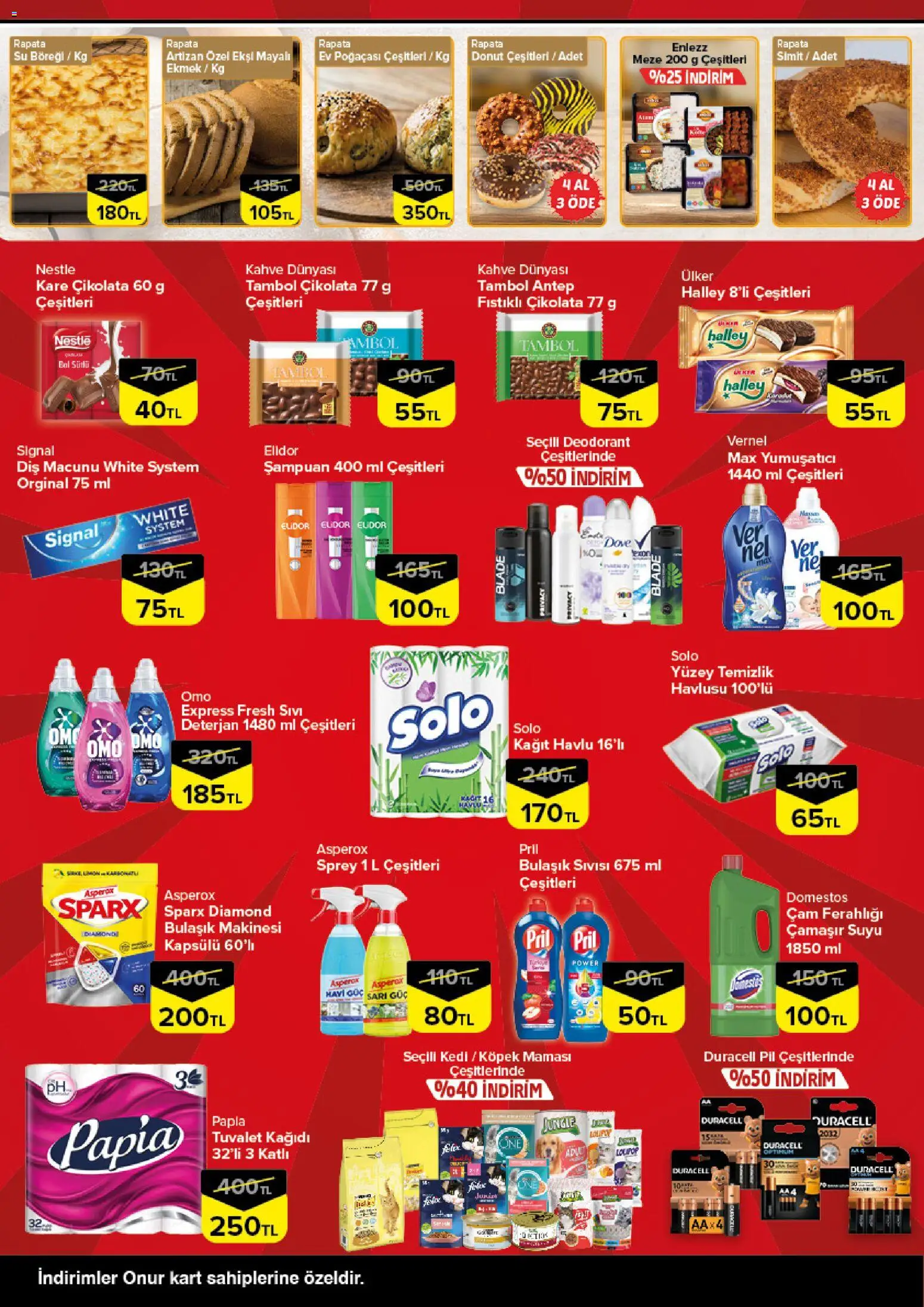 Onur Market Katalog - Bursa - 09.04.2026 tarihinden itibaren geçerlidir | Sayfa: 4 | Ürünler: Pil, Şampuan, Kağıt havlu, Bulaşık makinesi