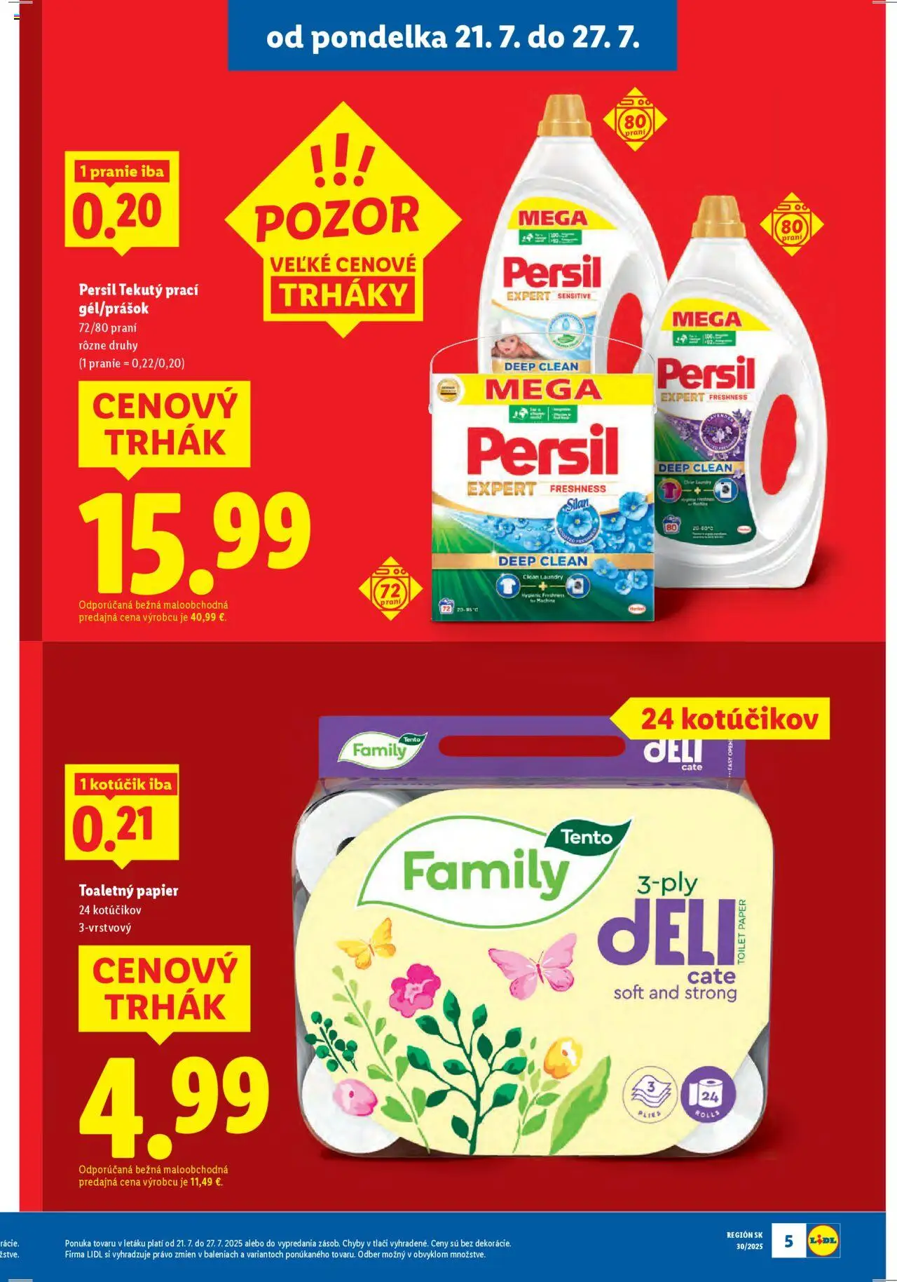Lidl leták │ platný od 21.07.2025 | Strana: 9 | Produkty: Persil, Toaletný papier