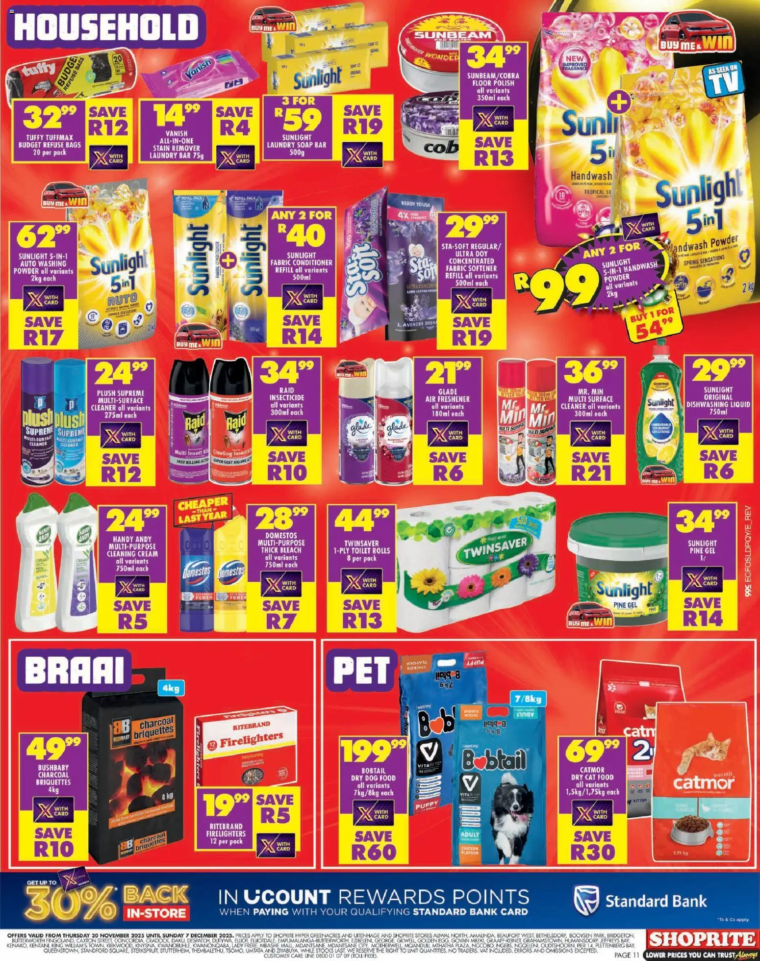 New Shoprite catalogue – valid from 20.11.2025 | Page: 11 | Products: Toilet, Bleach, Conditioner, Refuse bags