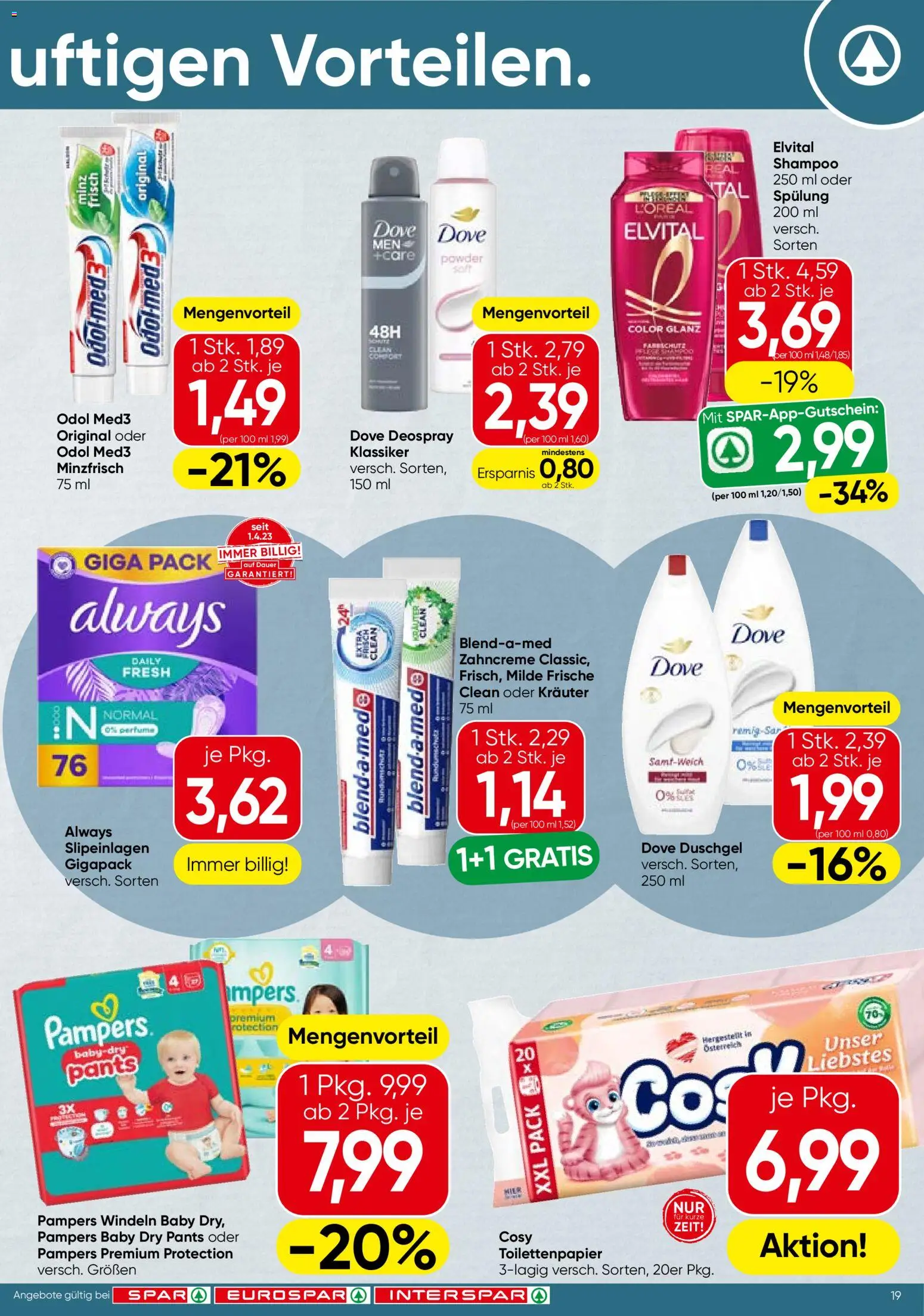 Spar Flugblatt - Oberösterreich gültig ab 12.03.2026 | Seite: 19 | Produkte: Pampers, Shampoo, Spülung, Duschgel
