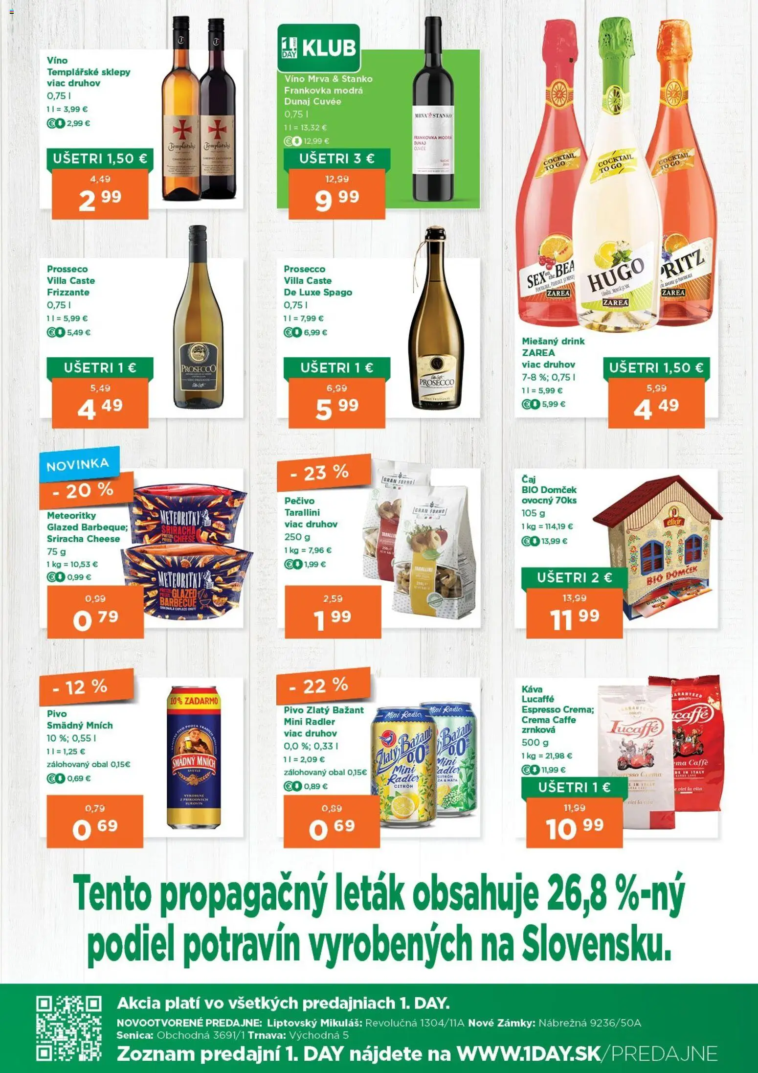 Nové 1day akcie – leták je platný od 23.10.2025 | Strana: 3 | Produkty: Pivo, Radler, Smädný Mních, Rádio