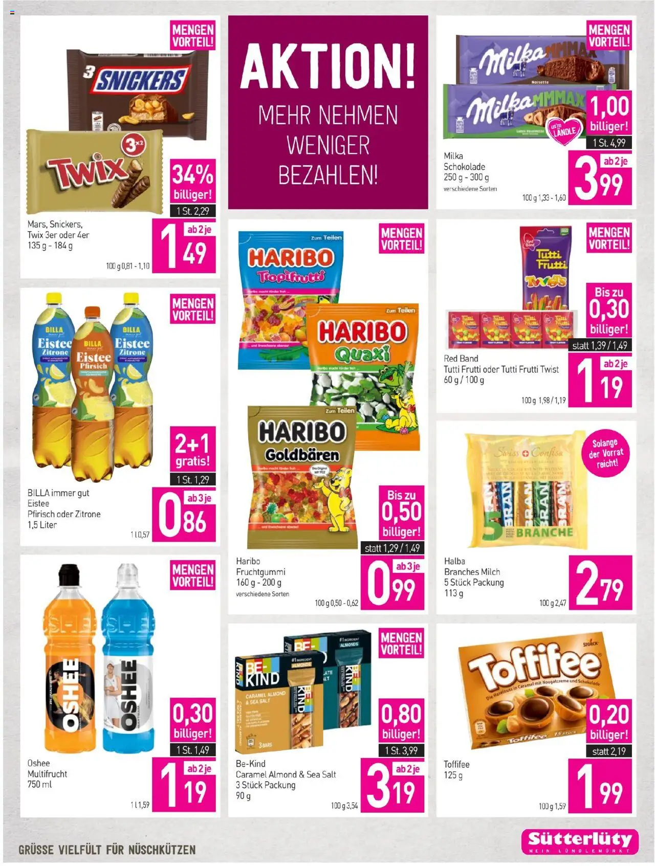 Sutterlüty Flugblatt gültig ab 14.08.2025 | Seite: 17 | Produkte: Zitrone, Pfirsich, Milch, Schokolade