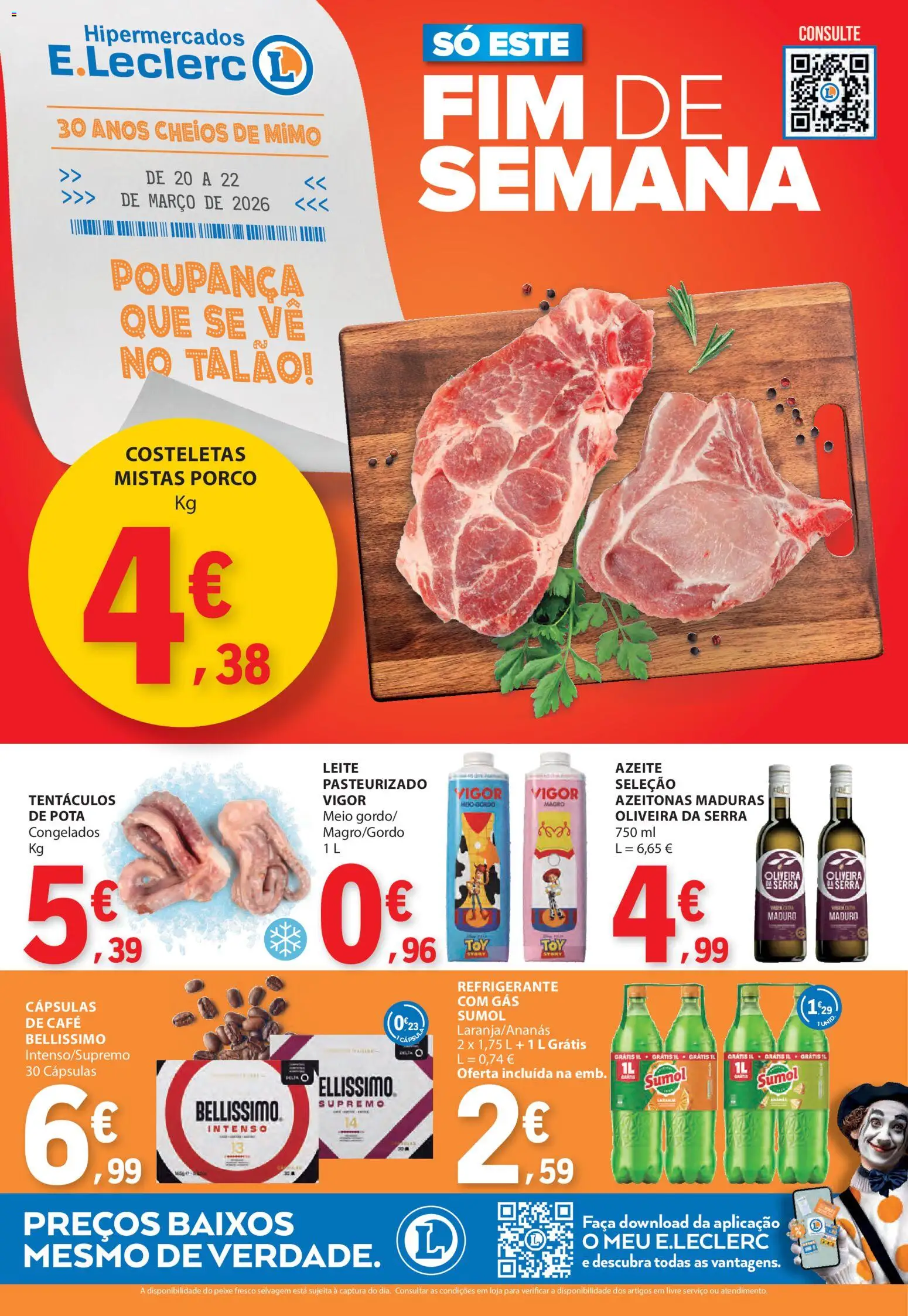 E.Leclerc Catálogo Fim de Semana │ válido de 20.03.2026 | Página: 1 | Produtos: Azeite, Faca, Azeitonas, Café