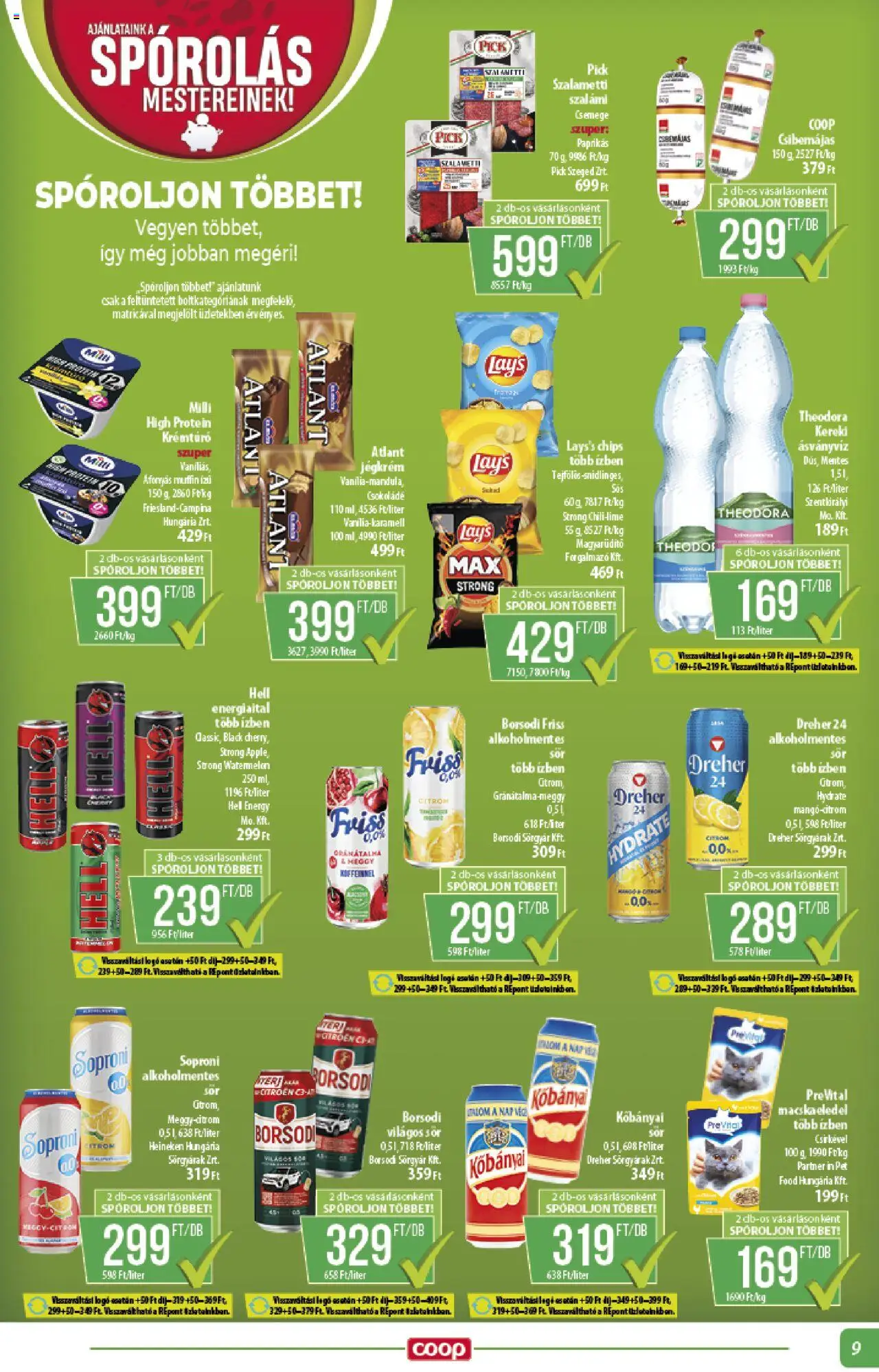COOP akciós ujság - amely érvényes a következő dátumtól: 12.06.2025 | Oldal: 9 | Termékek: Heineken, Csokoládé, Sör, Alkoholmentes sör