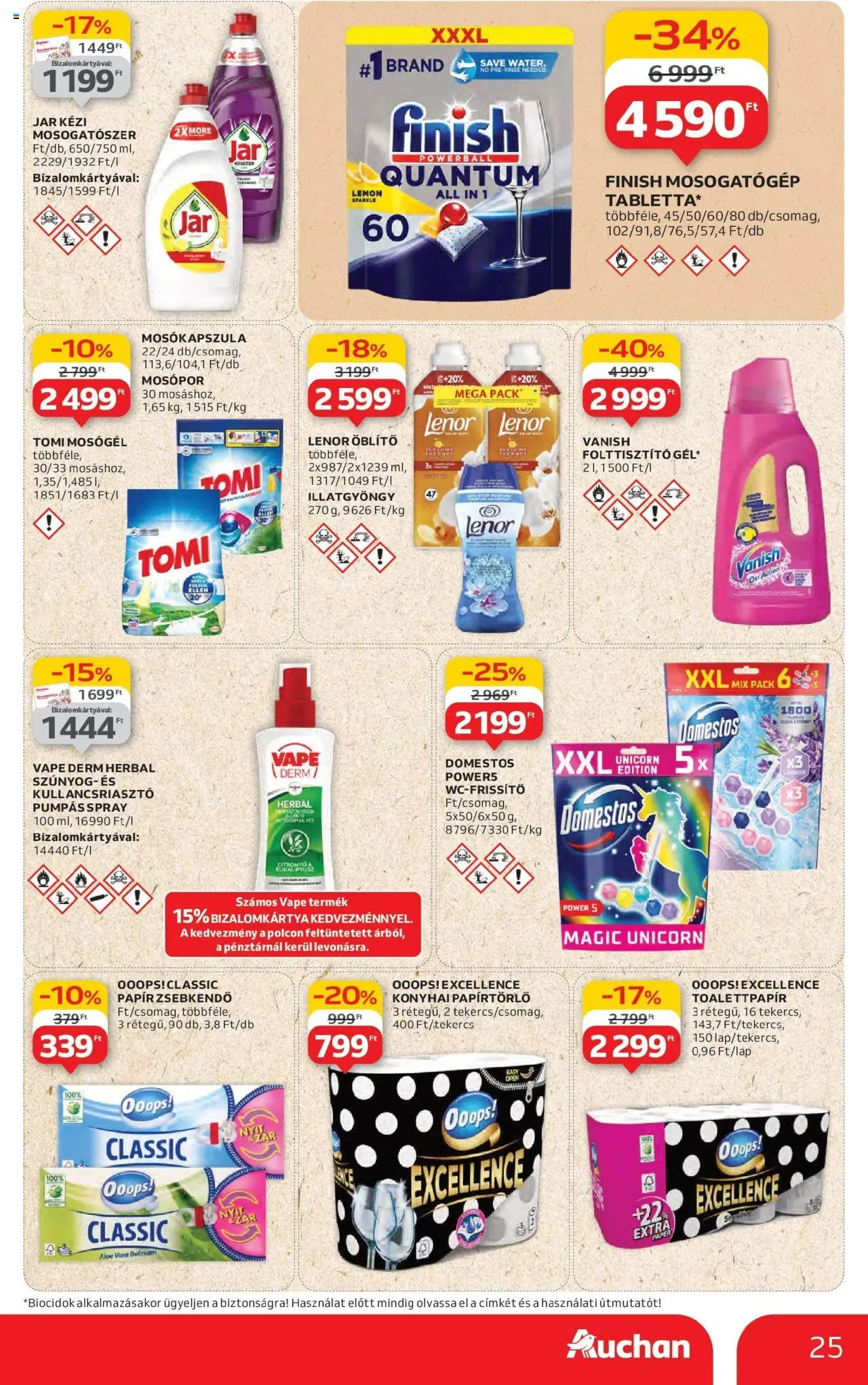 Auchan akciós ujság - amely érvényes a következő dátumtól: 19.06.2025 | Oldal: 25 | Termékek: Mosogatógép, Öblítő, Aloe vera, Mosópor