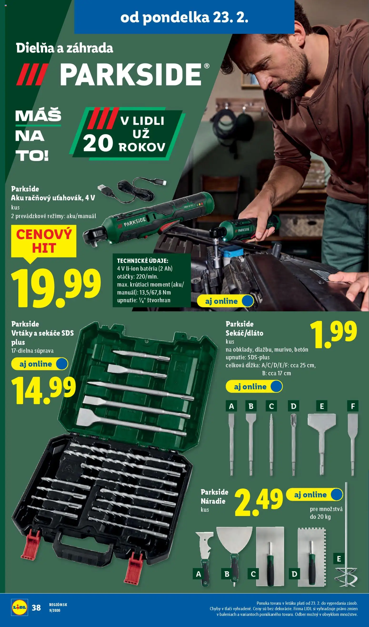Nové Lidl akcie – leták je platný od 23.02.2026 | Strana: 50 | Produkty: Náradie, Aku, Parkside, Parkside aku