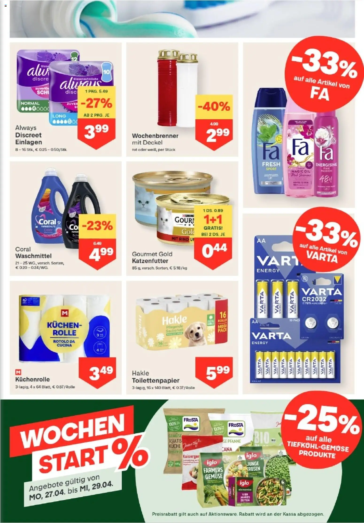 MPREIS Absam gültig ab 23.04.2026 | Seite: 11 | Produkte: Gemüse, Erbsen, Waschmittel